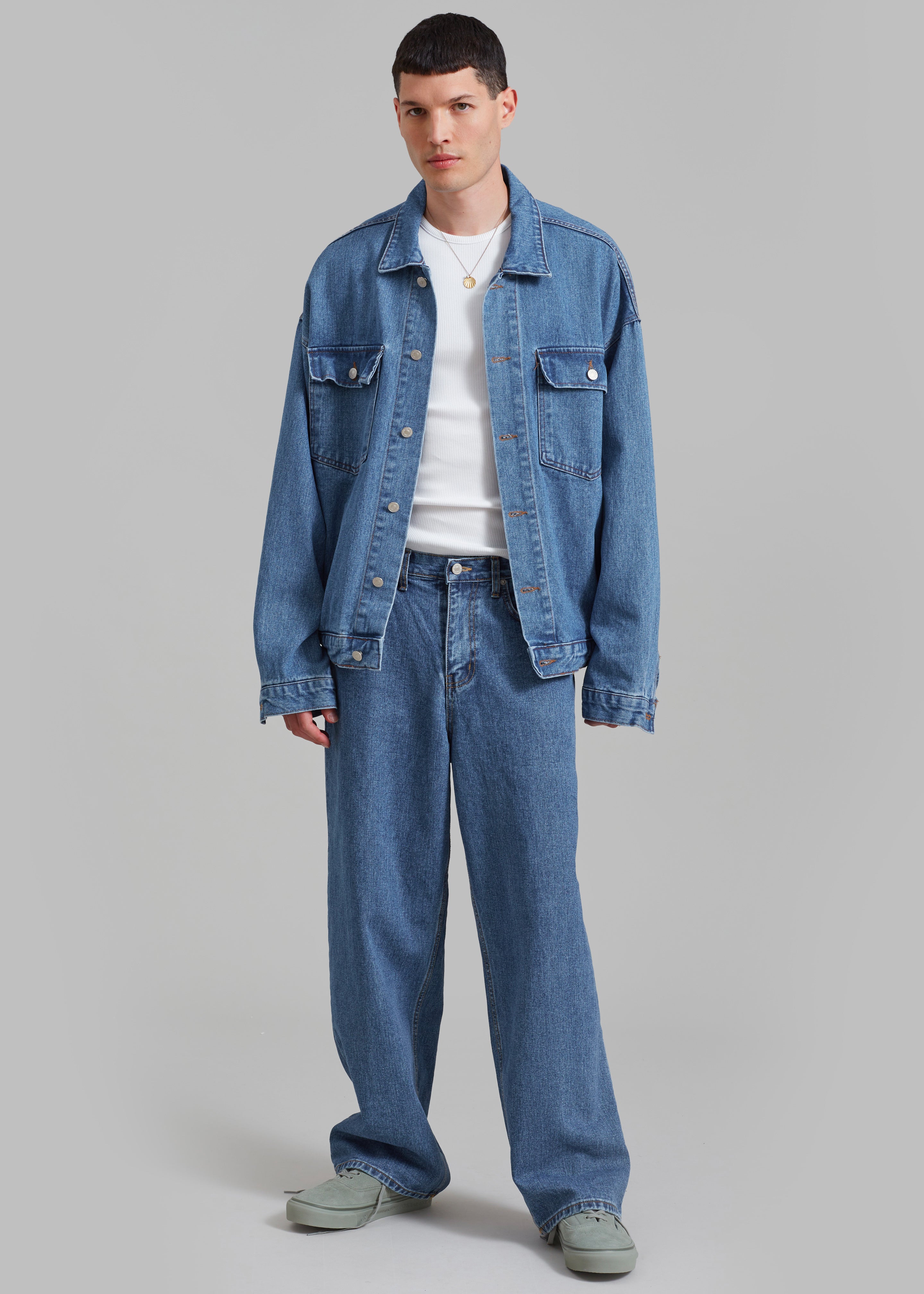 Connor Oversized Denim Jacket - Medium Wash – The Frankie Shop Europe