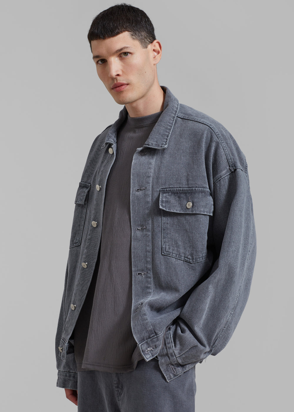 Connor Oversized Denim Jacket - Grey Wash