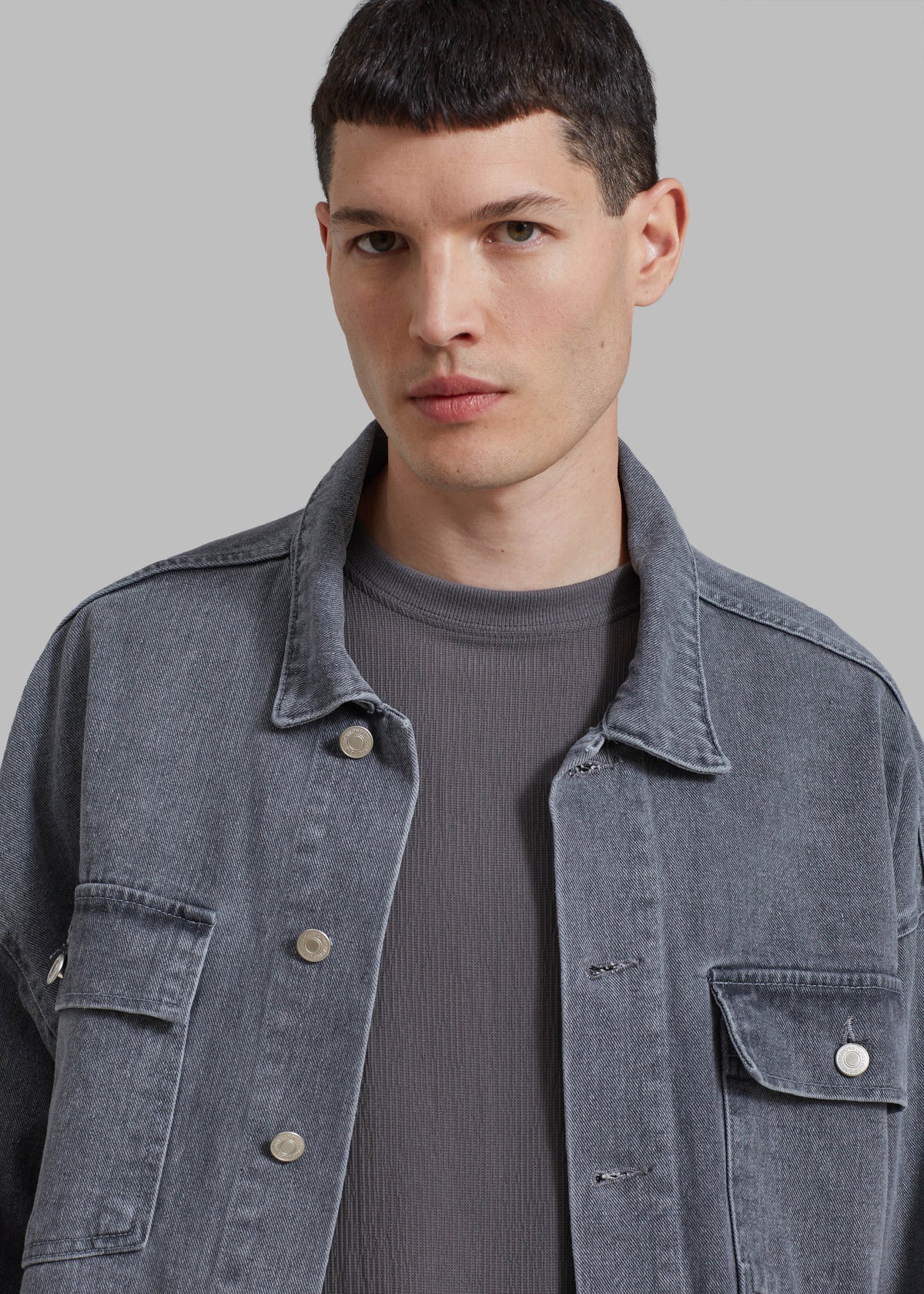 Connor Oversized Denim Jacket - Grey Wash - 4