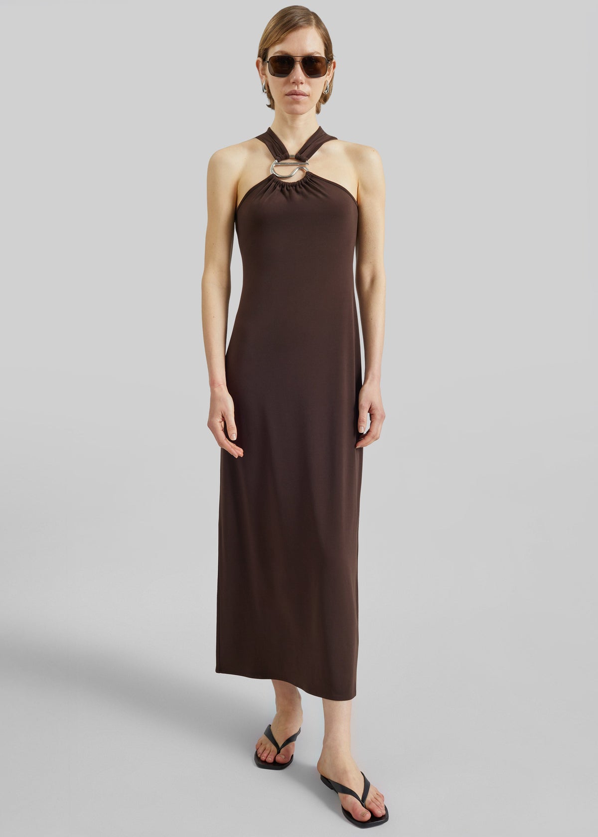 Coperni C Logo Crossed Dress - Brown - 4