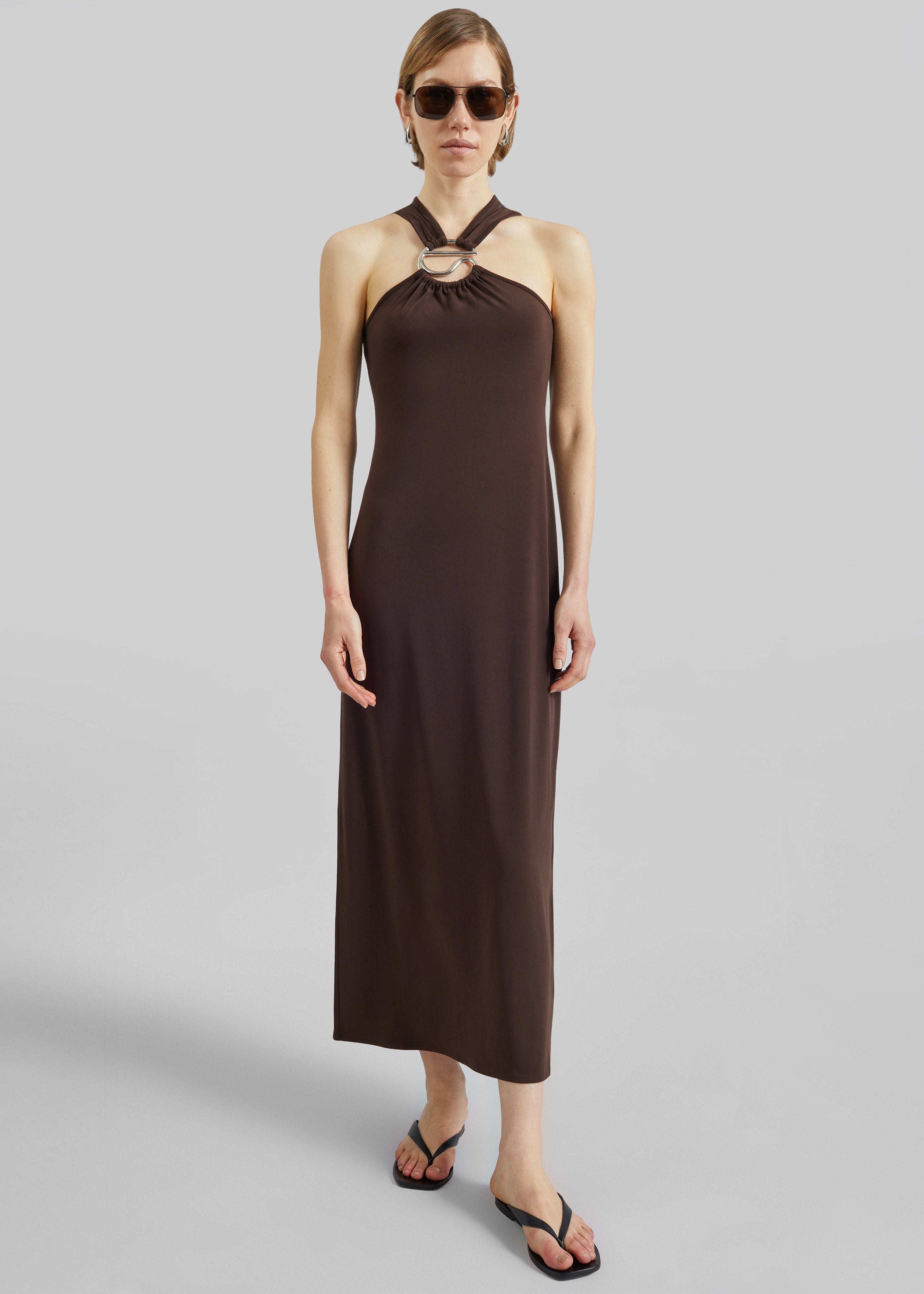 Coperni C Logo Crossed Dress - Brown - 4