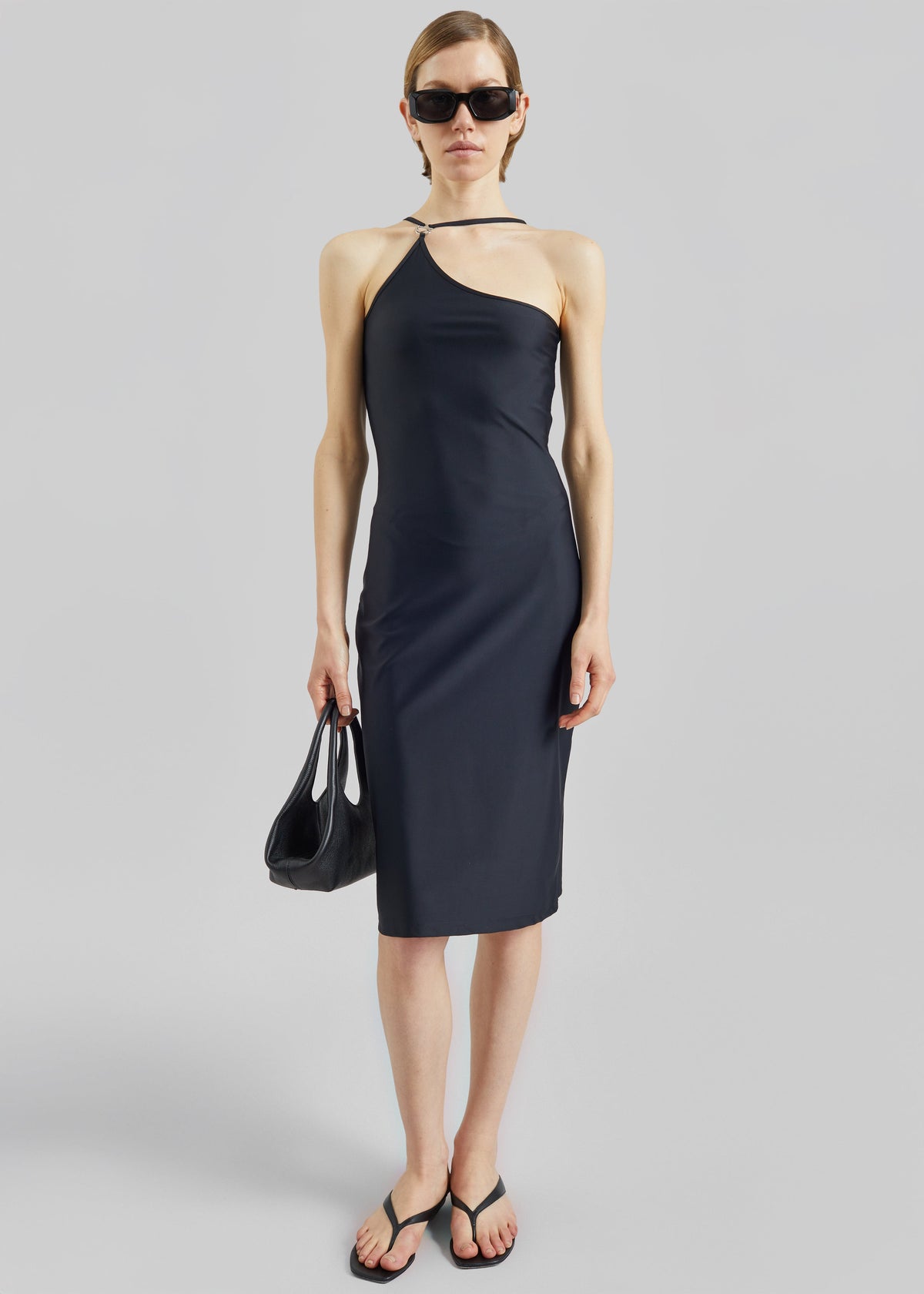 Coperni C-Logo One Shoulder Dress - Black - 4