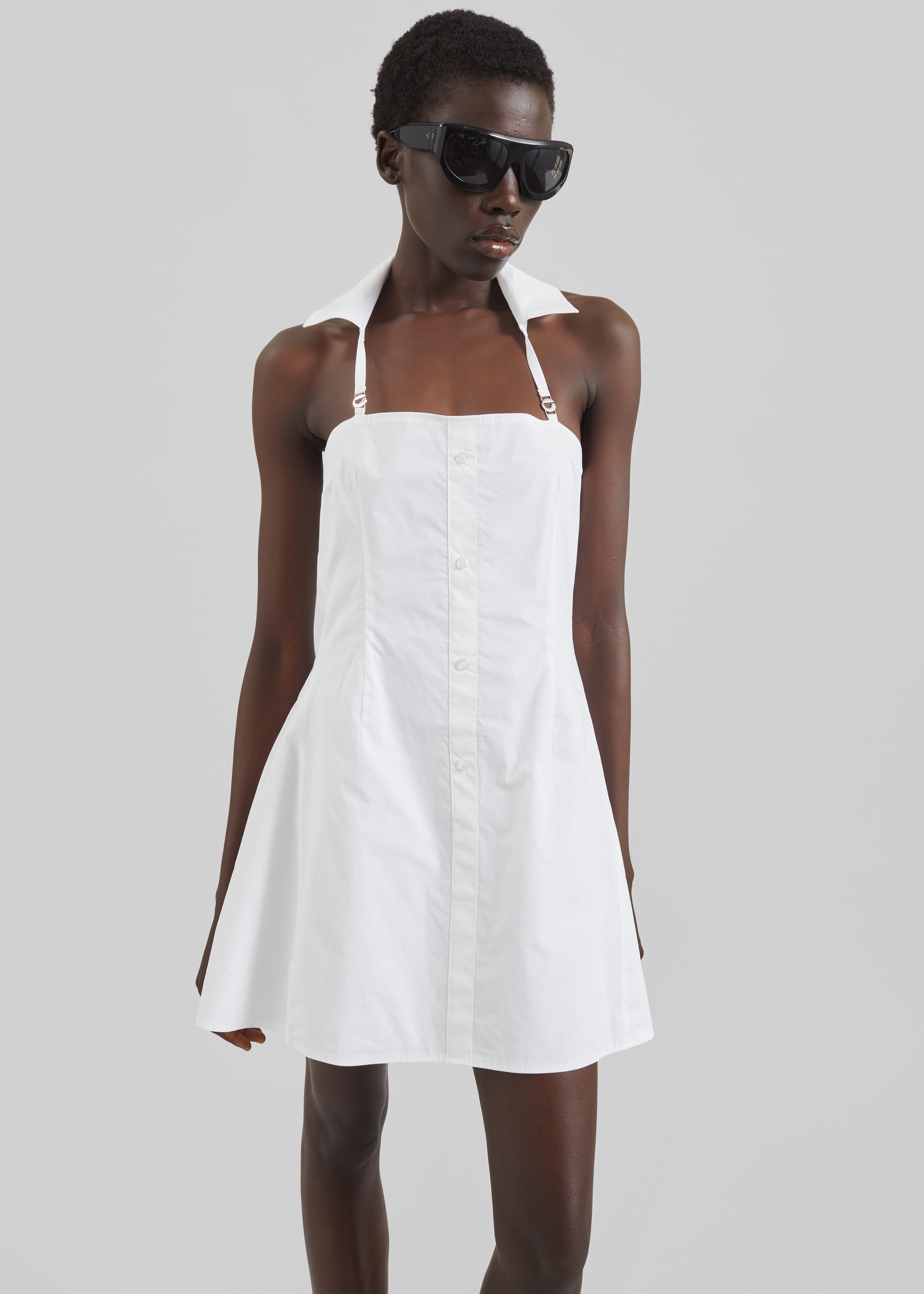 Coperni Collared Babydoll Dress - White - 1