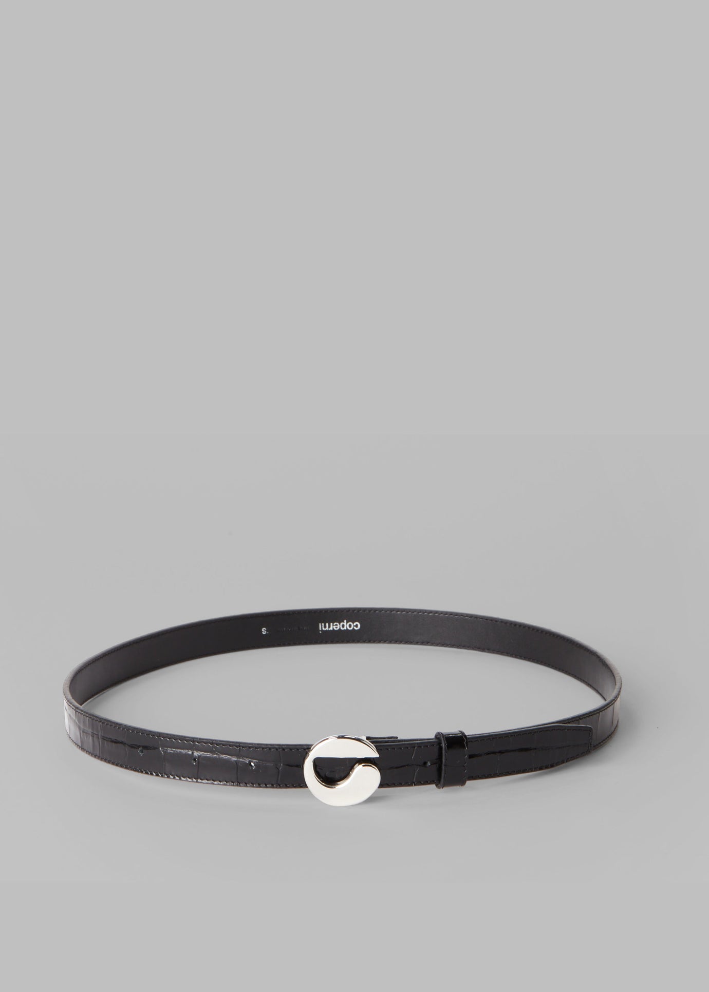 Coperni Croco Logo Skinny Belt - Black - 1