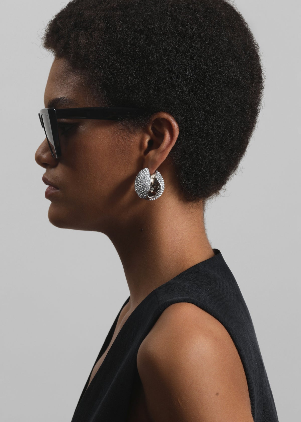 Coperni Crystal-Embellished Creole Logo Earrings - Silver - 4
