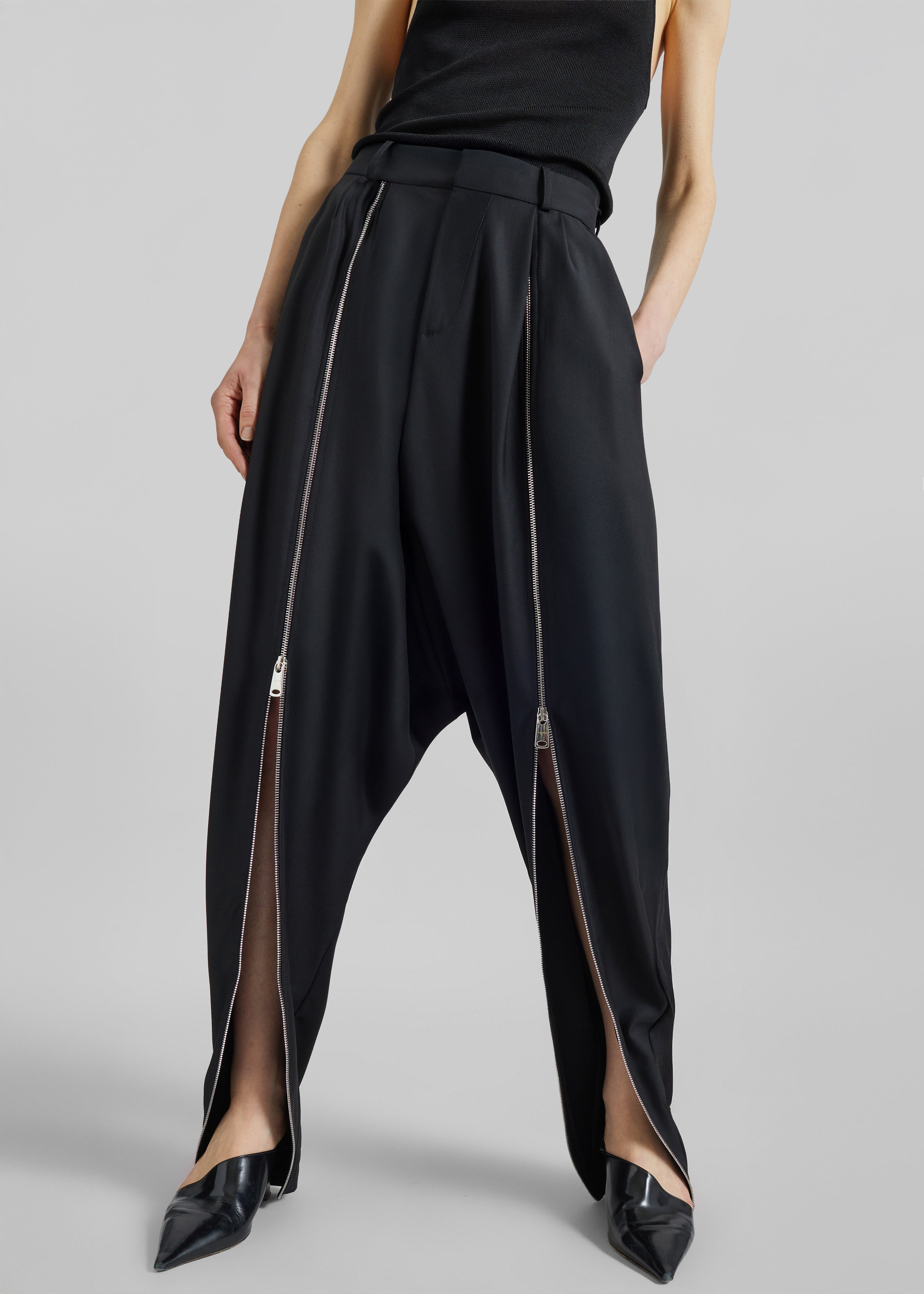 Drawstring Sarouel Zip Pants【BLACK】　pry Coperni Double Zipped Sarouel Pants - Black – The Frankie Shop Europe