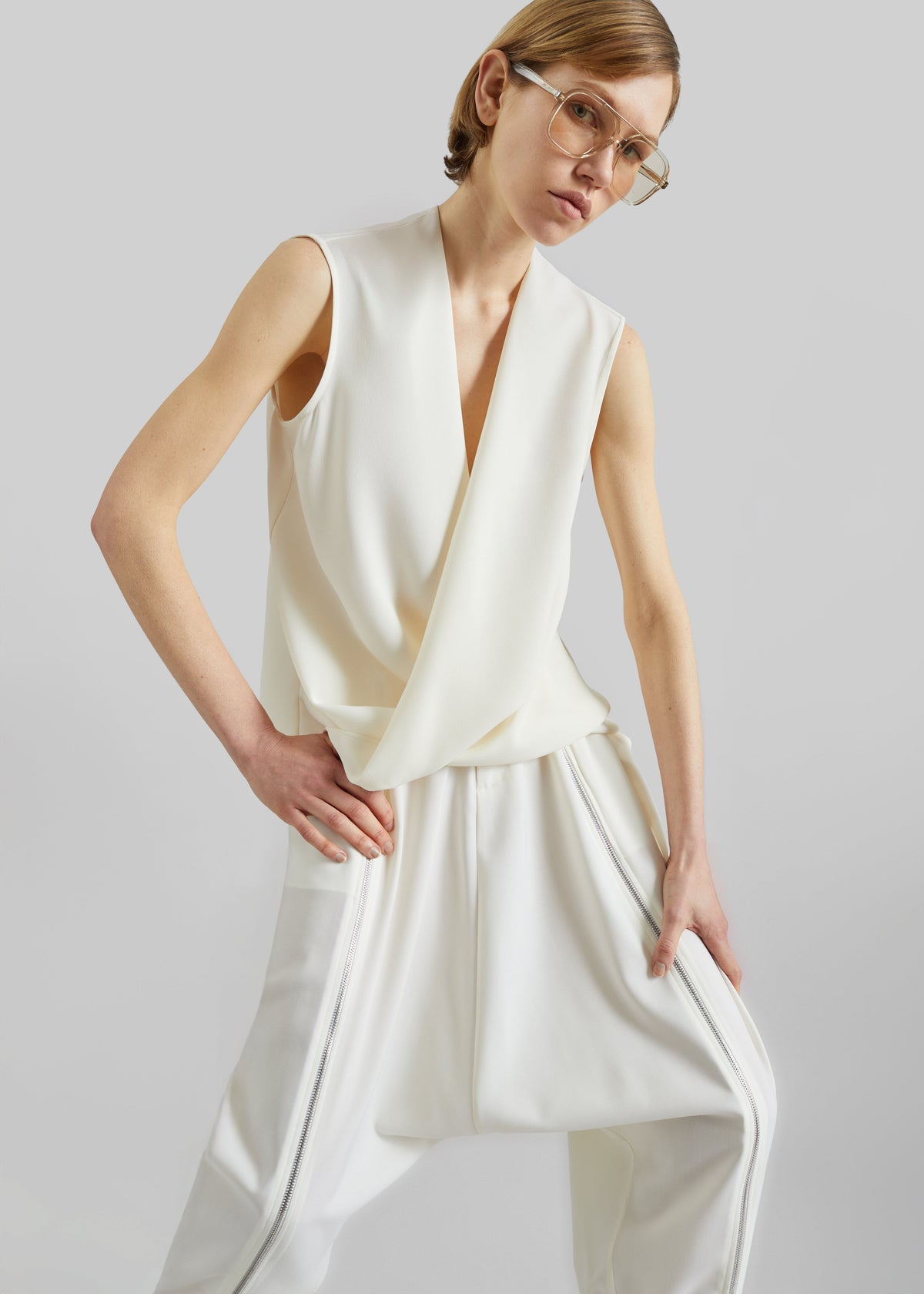 Coperni Double Zipped Sarouel Pants - White - 5