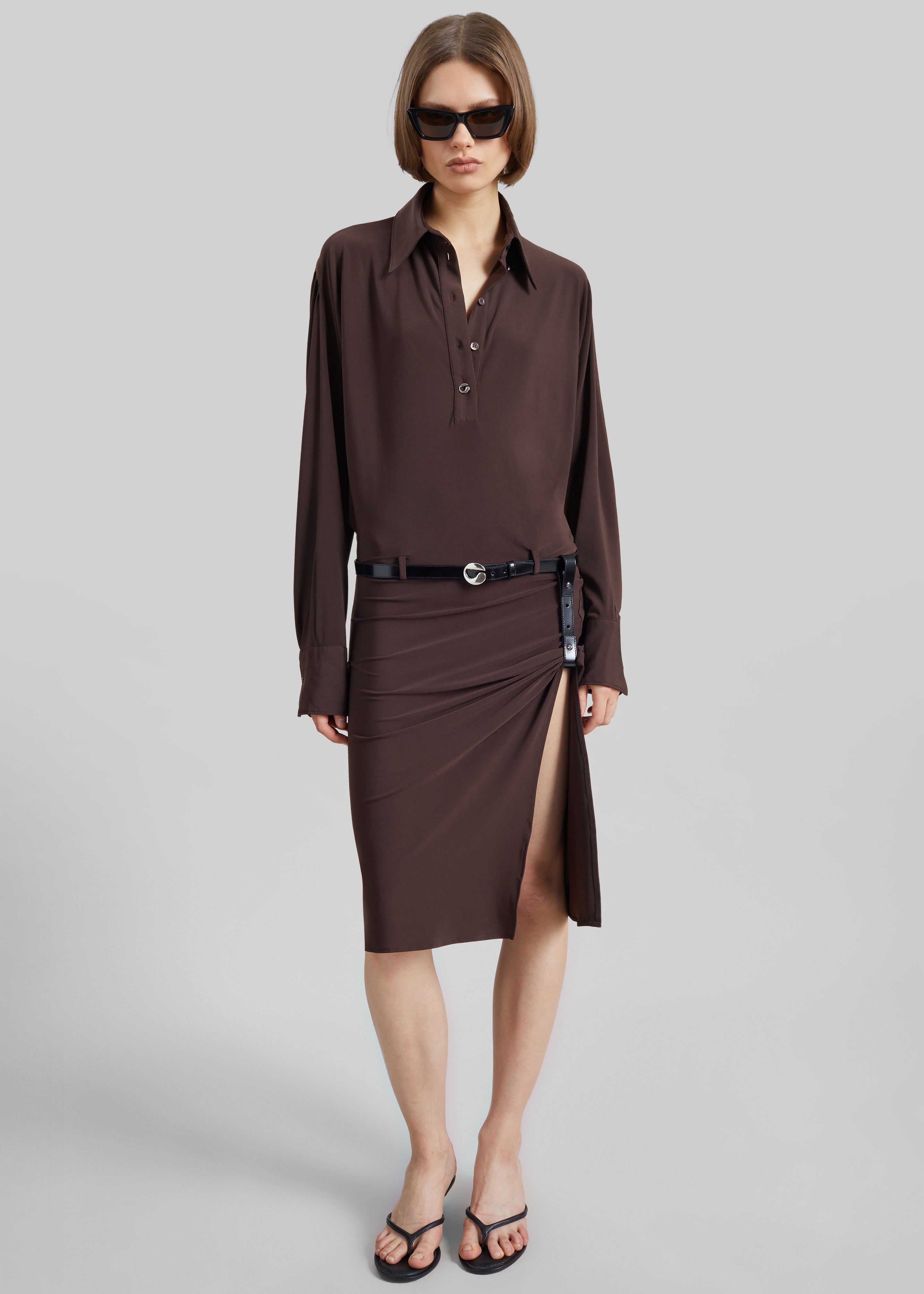 Coperni Draped Boxy Suspended Dress - Brown - 1