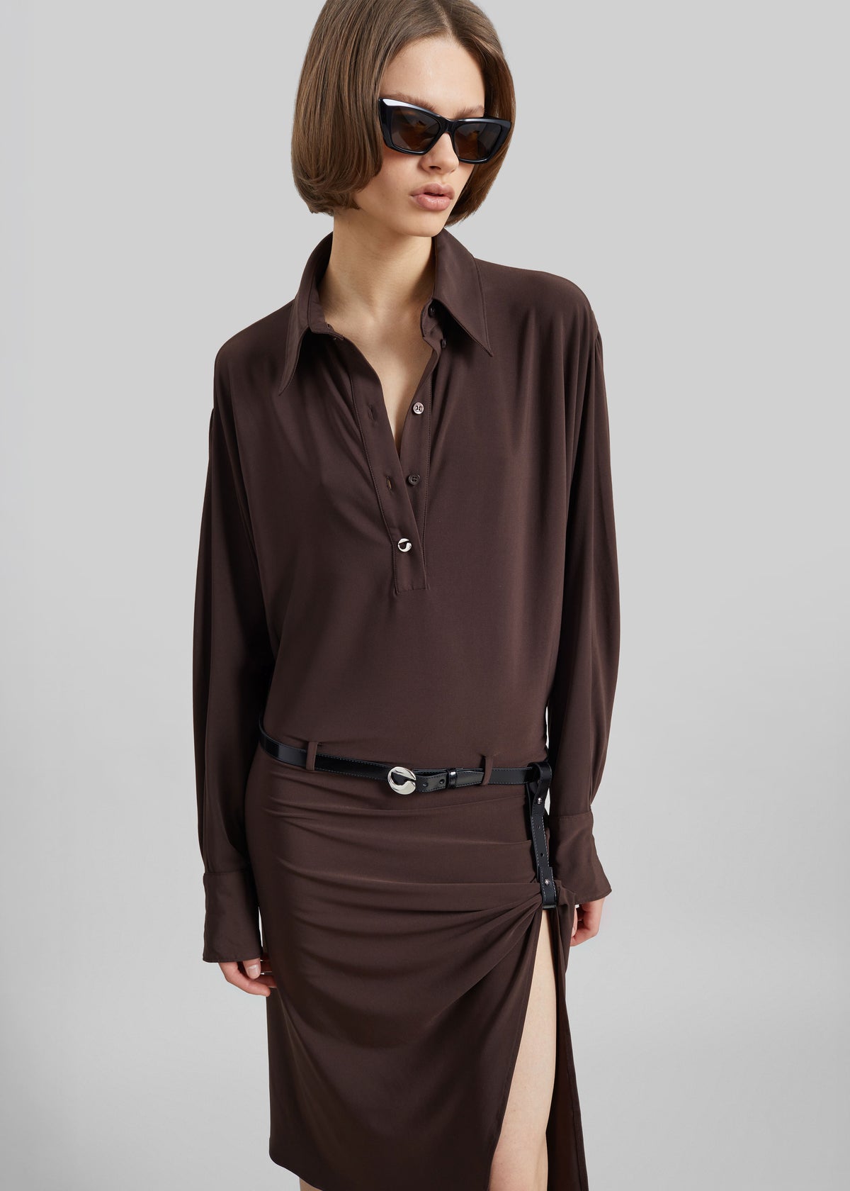Coperni Draped Boxy Suspended Dress - Brown - 3