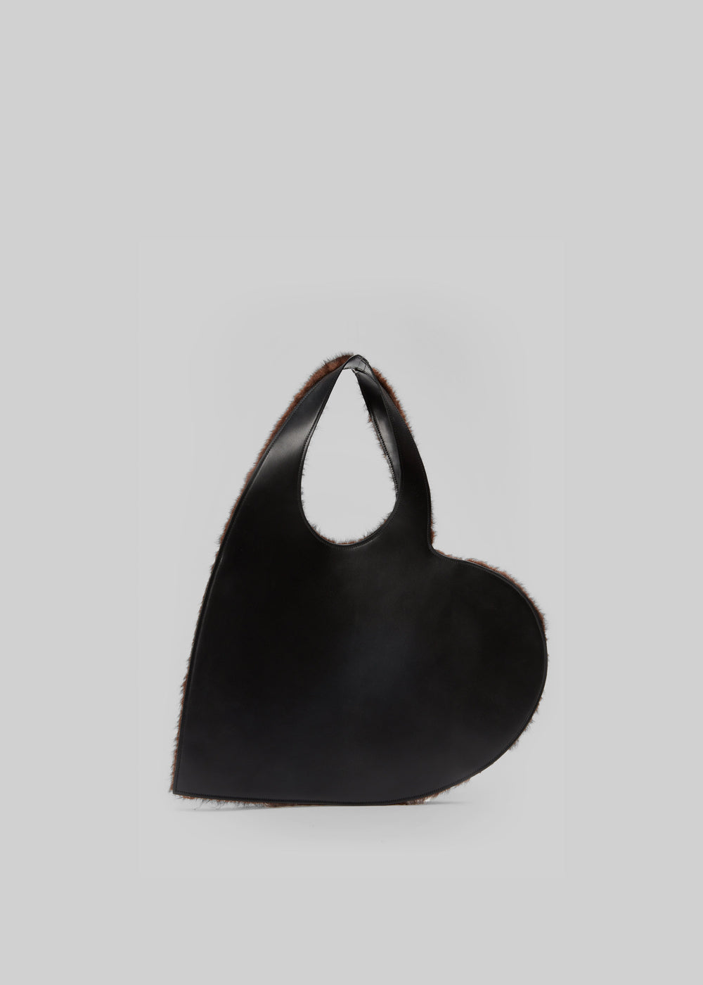 Coperni Faux Fur Heart Tote - Brown - 1