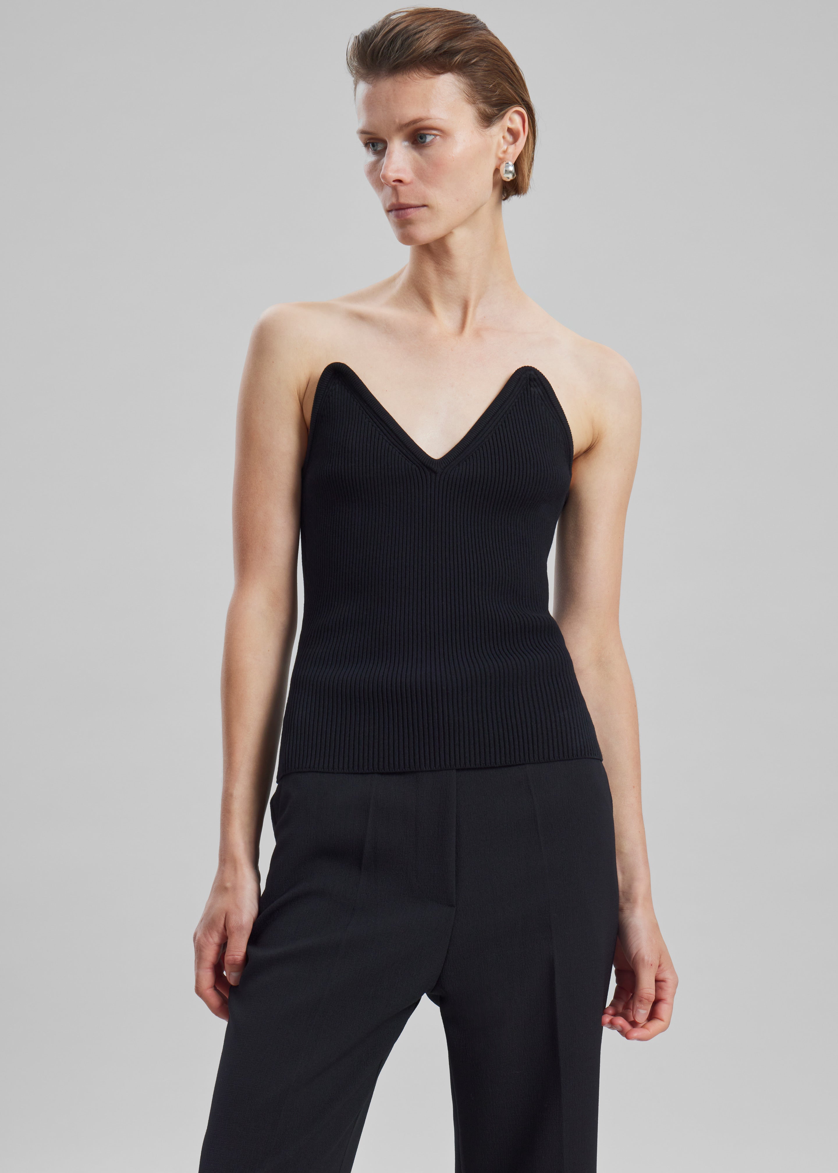 Coperni Knitted Bustier Top - Black - 1