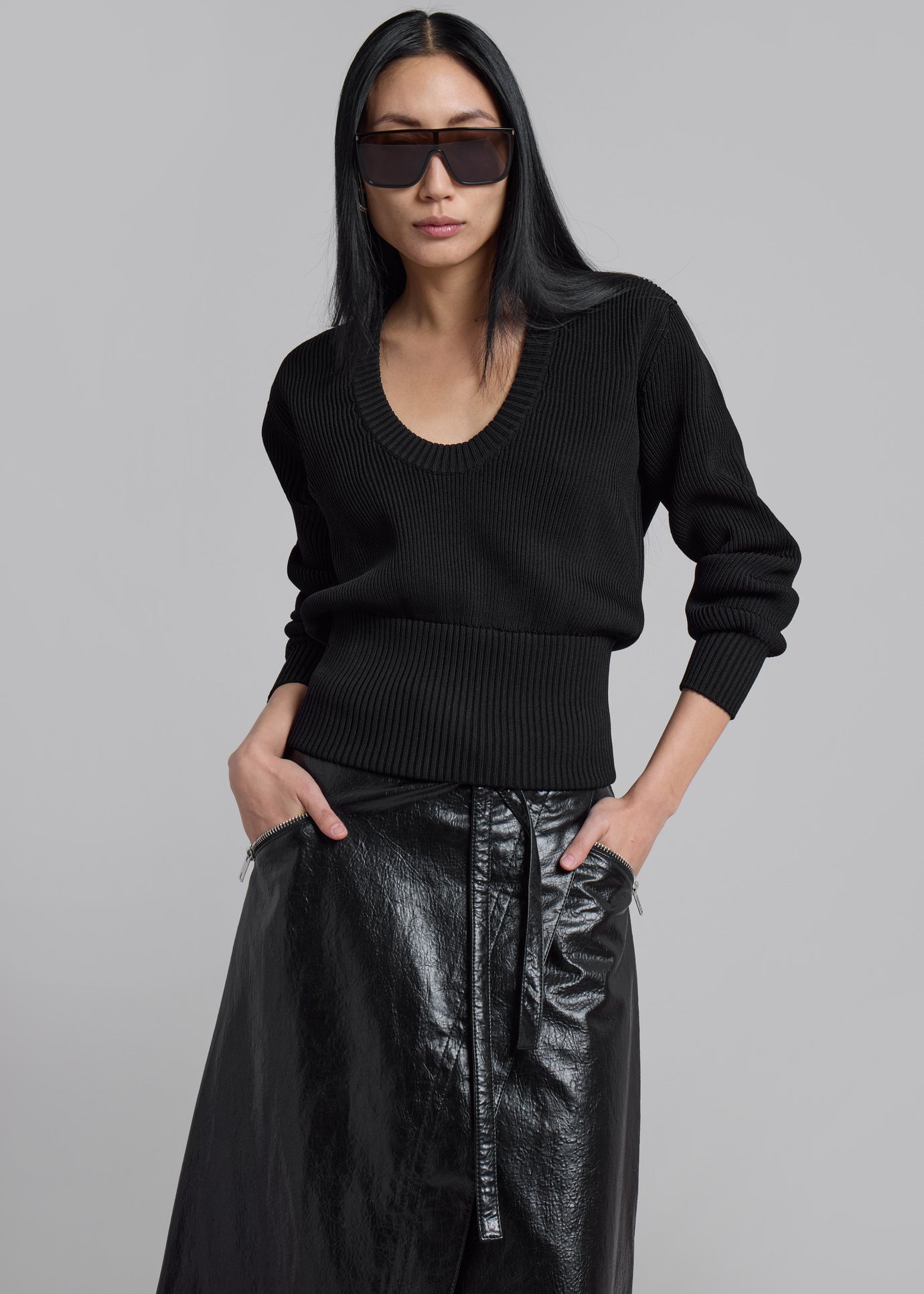 Coperni Knitted Long Sleeved Top - Black