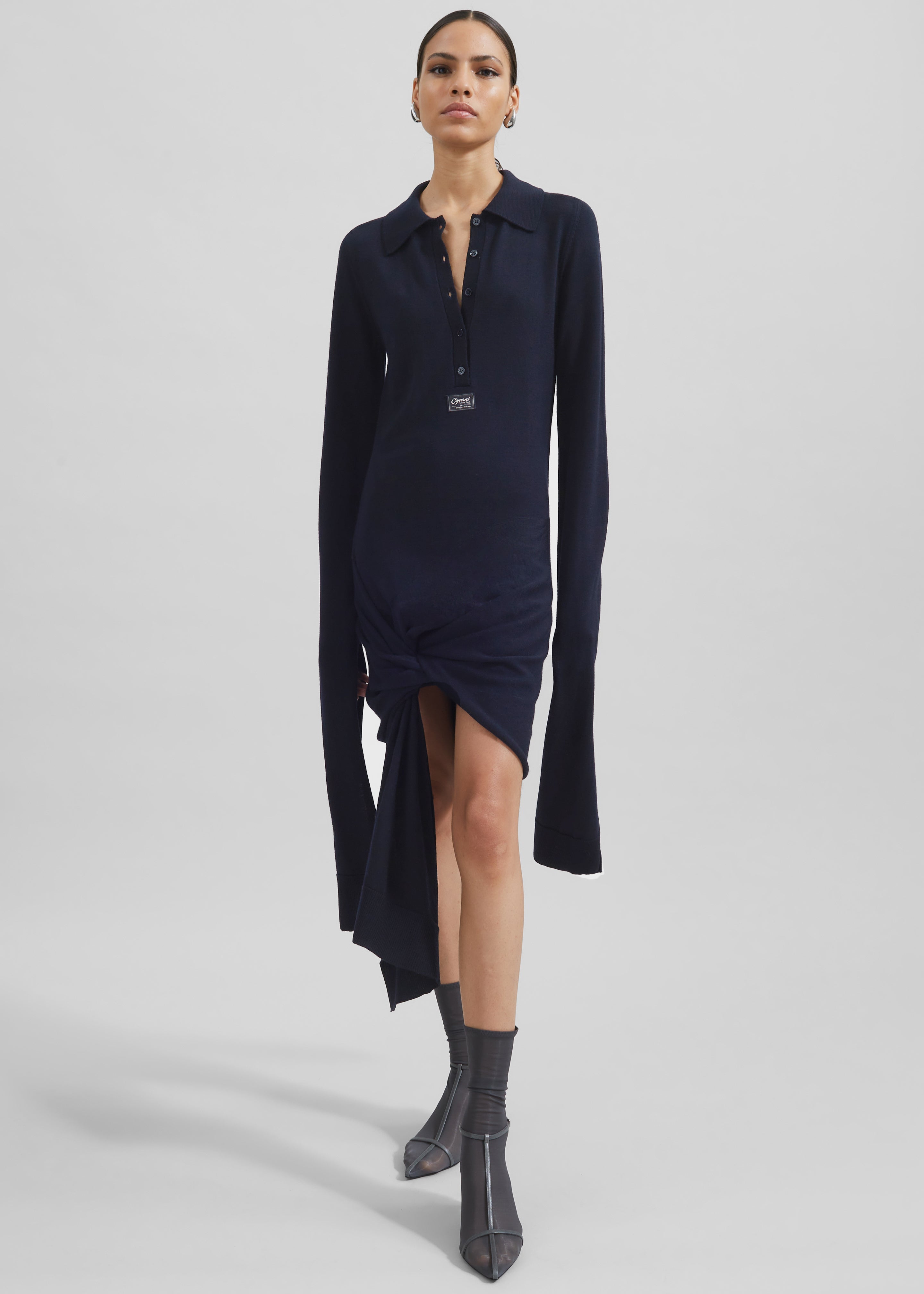 Coperni Knotted Sleeved Dress - Blue - 1