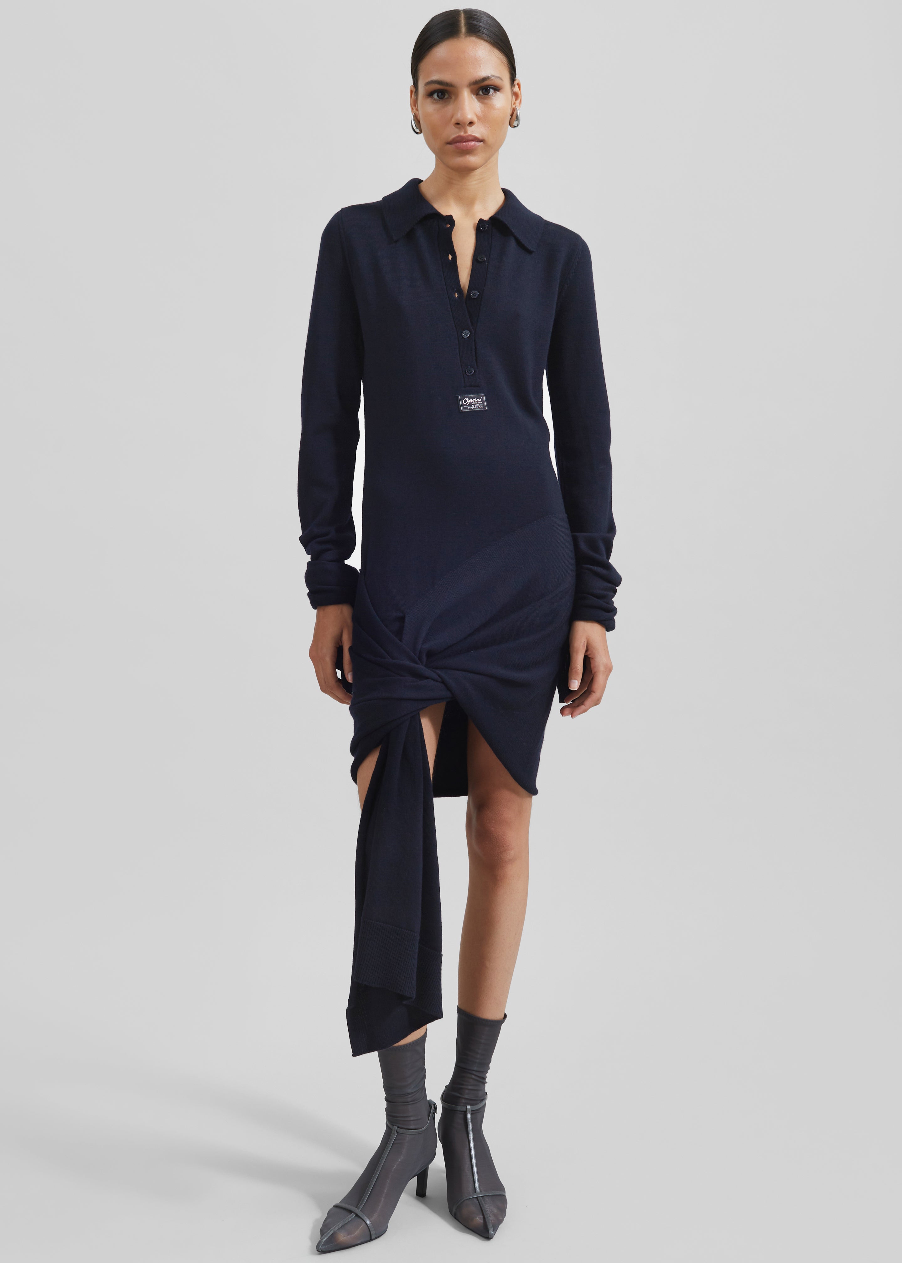 Coperni Knotted Sleeved Dress - Blue - 5