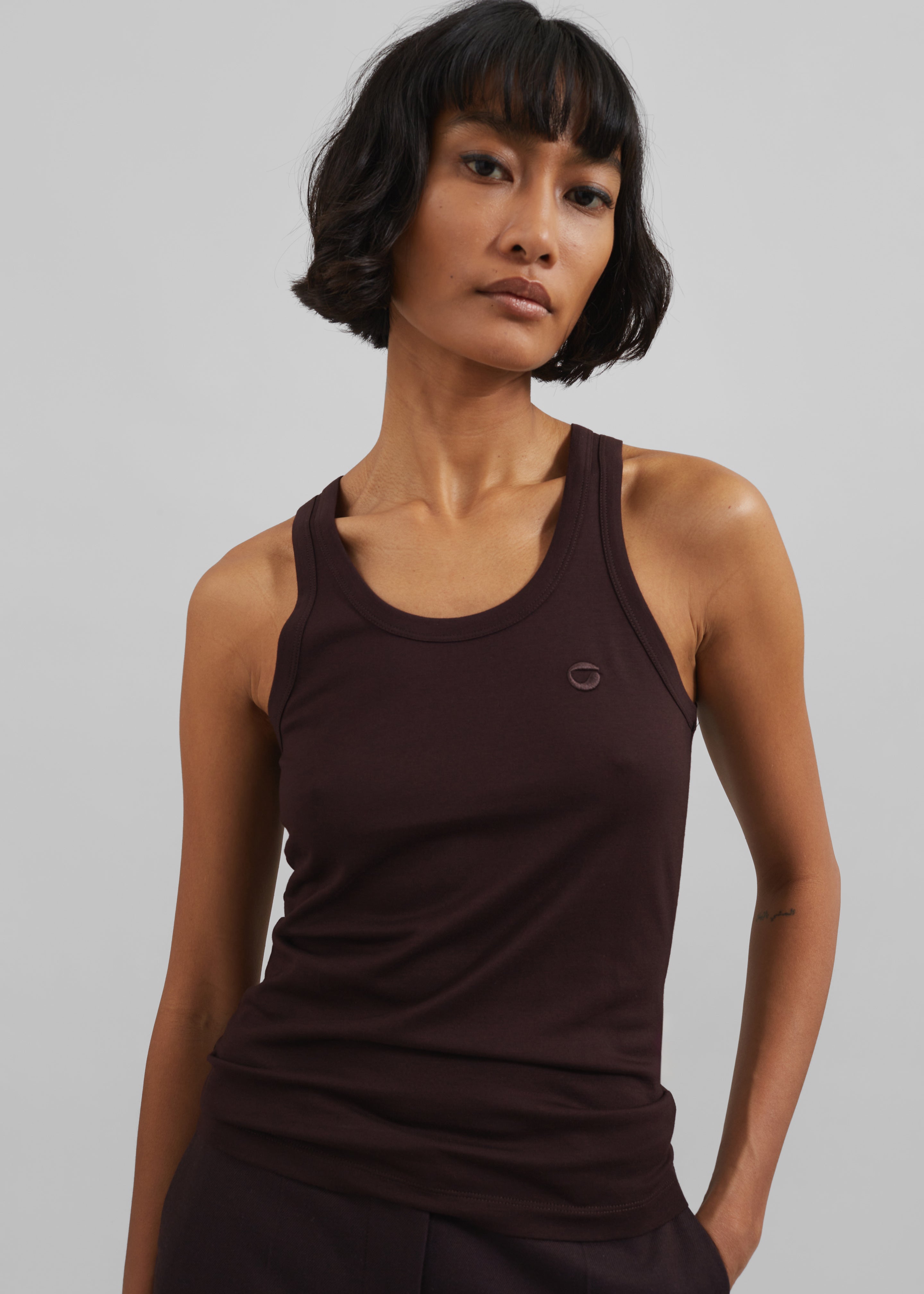 Coperni Lightweight Logo Tank Top - Brown - 1