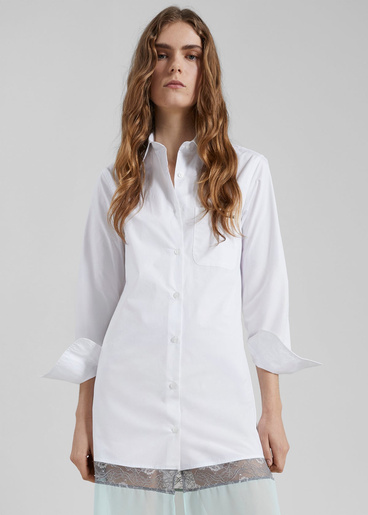 Coperni Multi Layer Shirt Dress - White/Green - 3