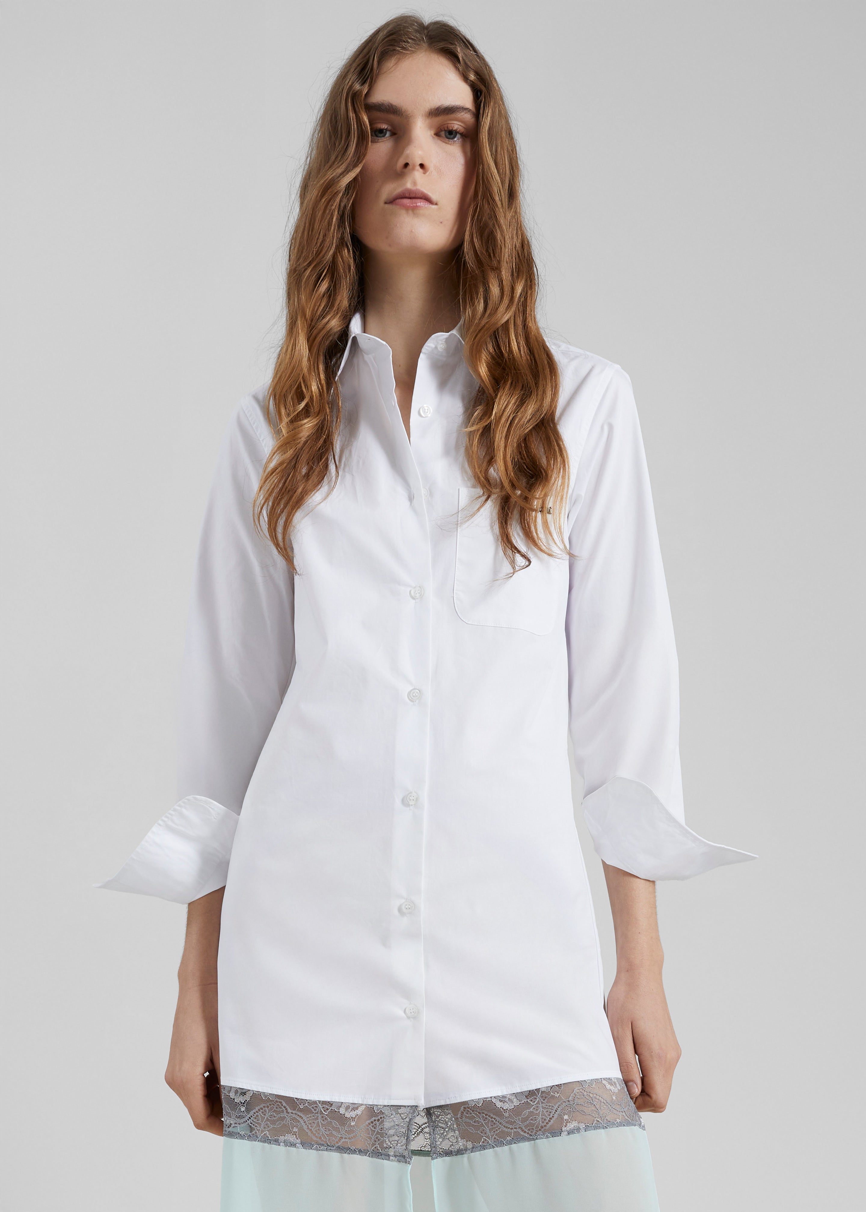 Coperni Multi Layer Shirt Dress - White/Green - 3