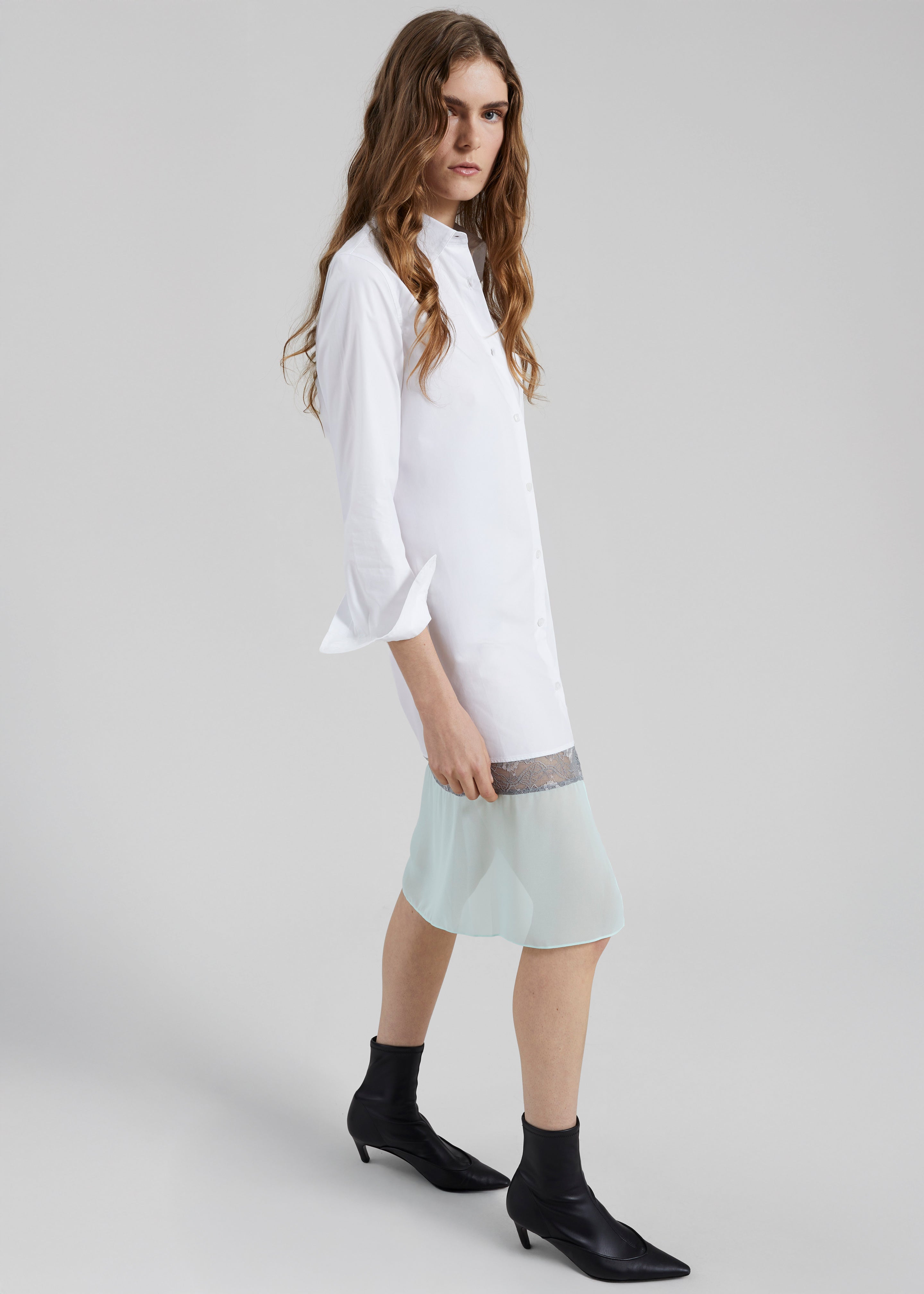 Coperni Multi Layer Shirt Dress - White/Green - 1