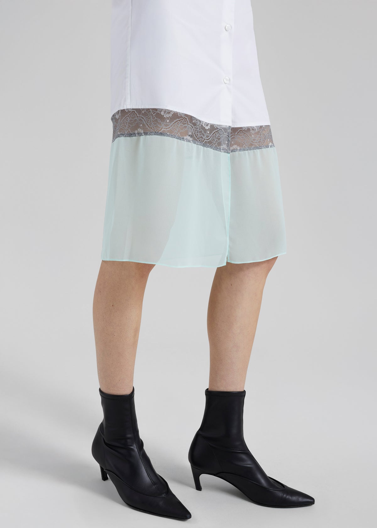 Coperni Multi Layer Shirt Dress - White/Green - 5