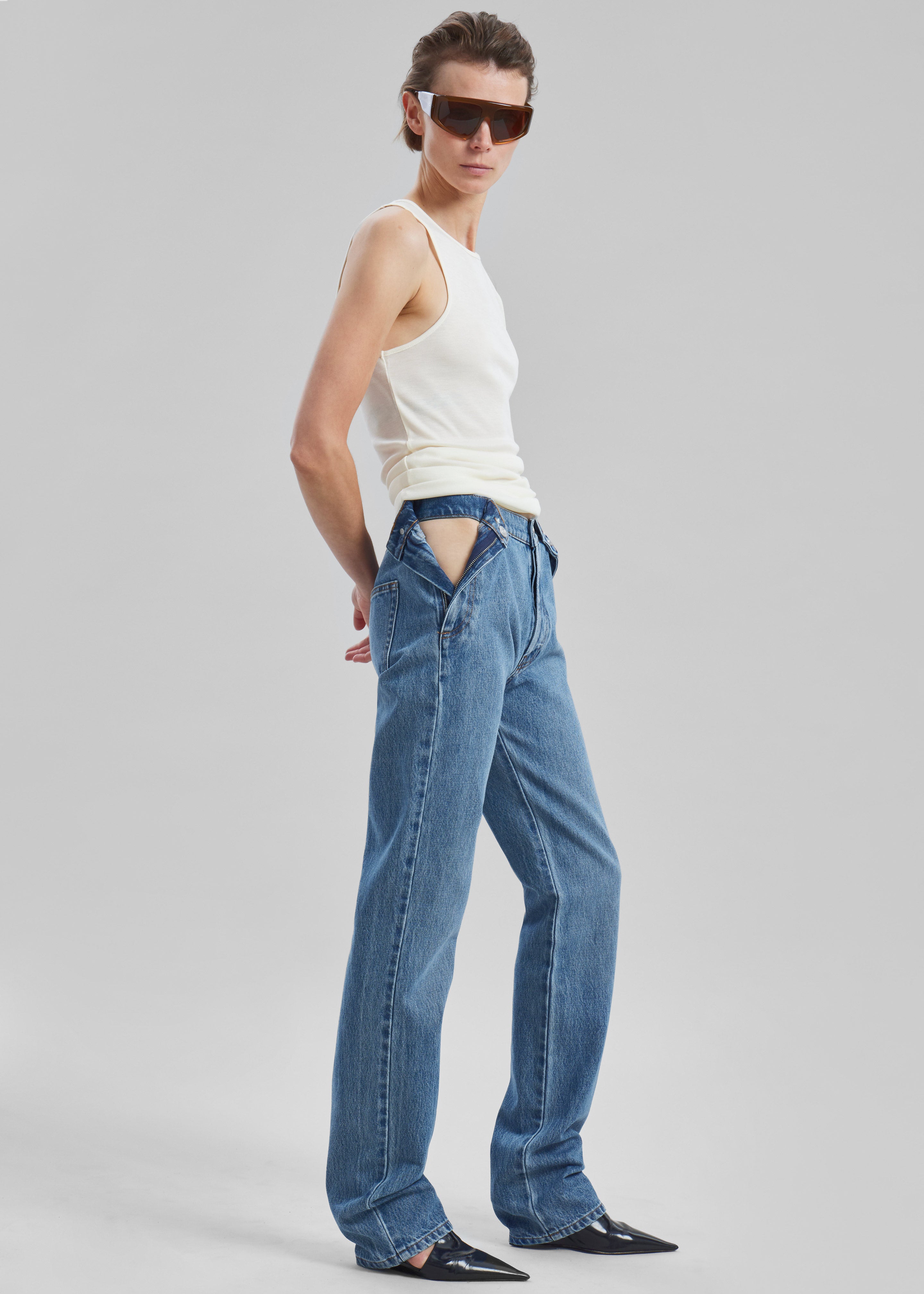 Coperni Open Hip Trousers - Washed Blue - 1