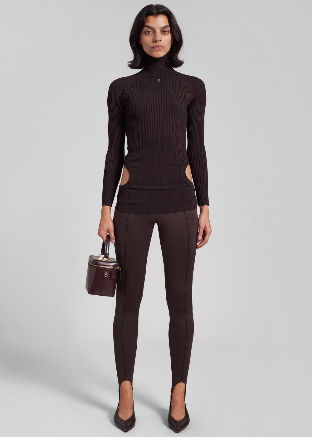 Coperni Pocket Cut-Out Rib Turtleneck - Brown