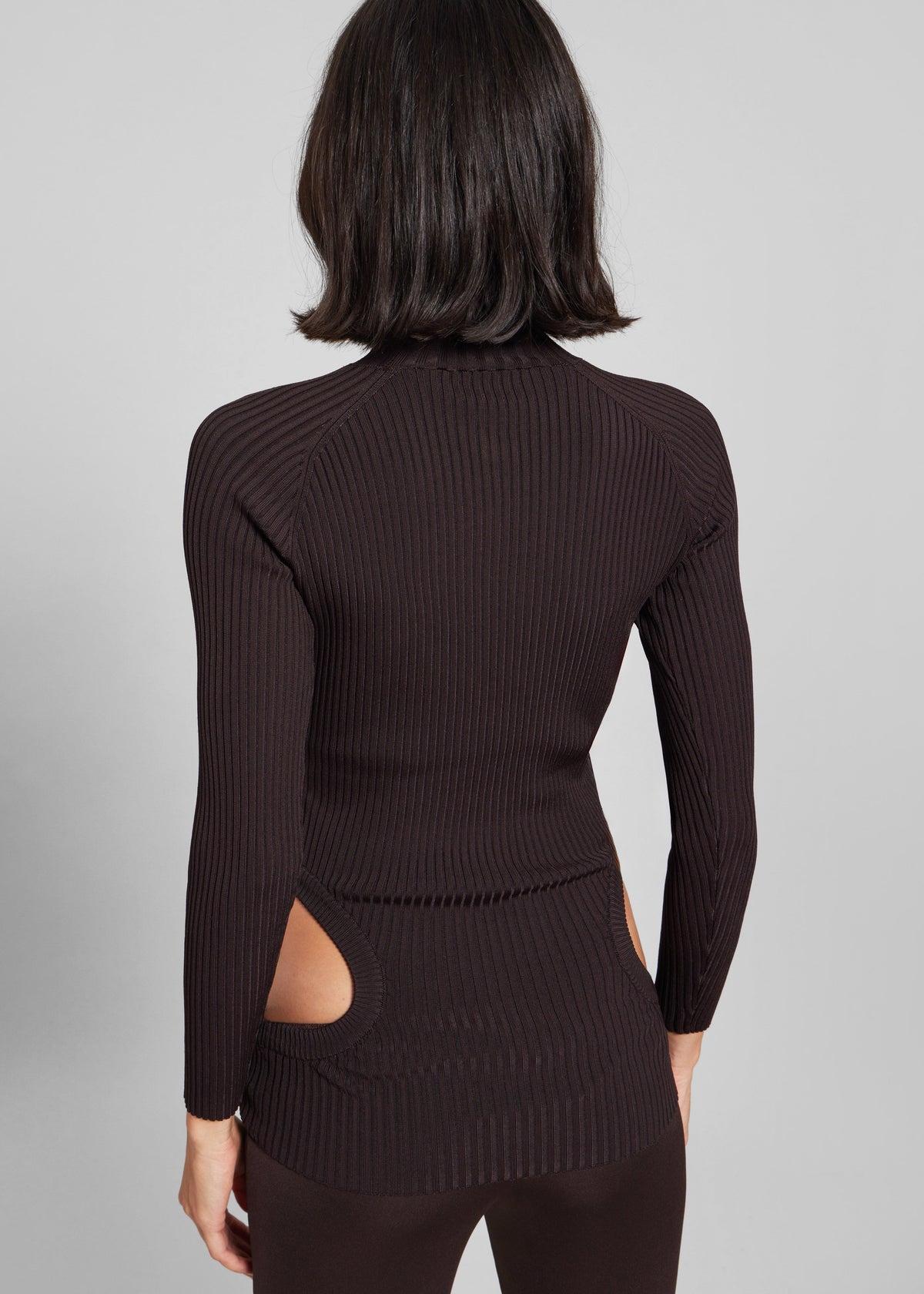Coperni Pocket Cut-Out Rib Turtleneck - Brown - 6