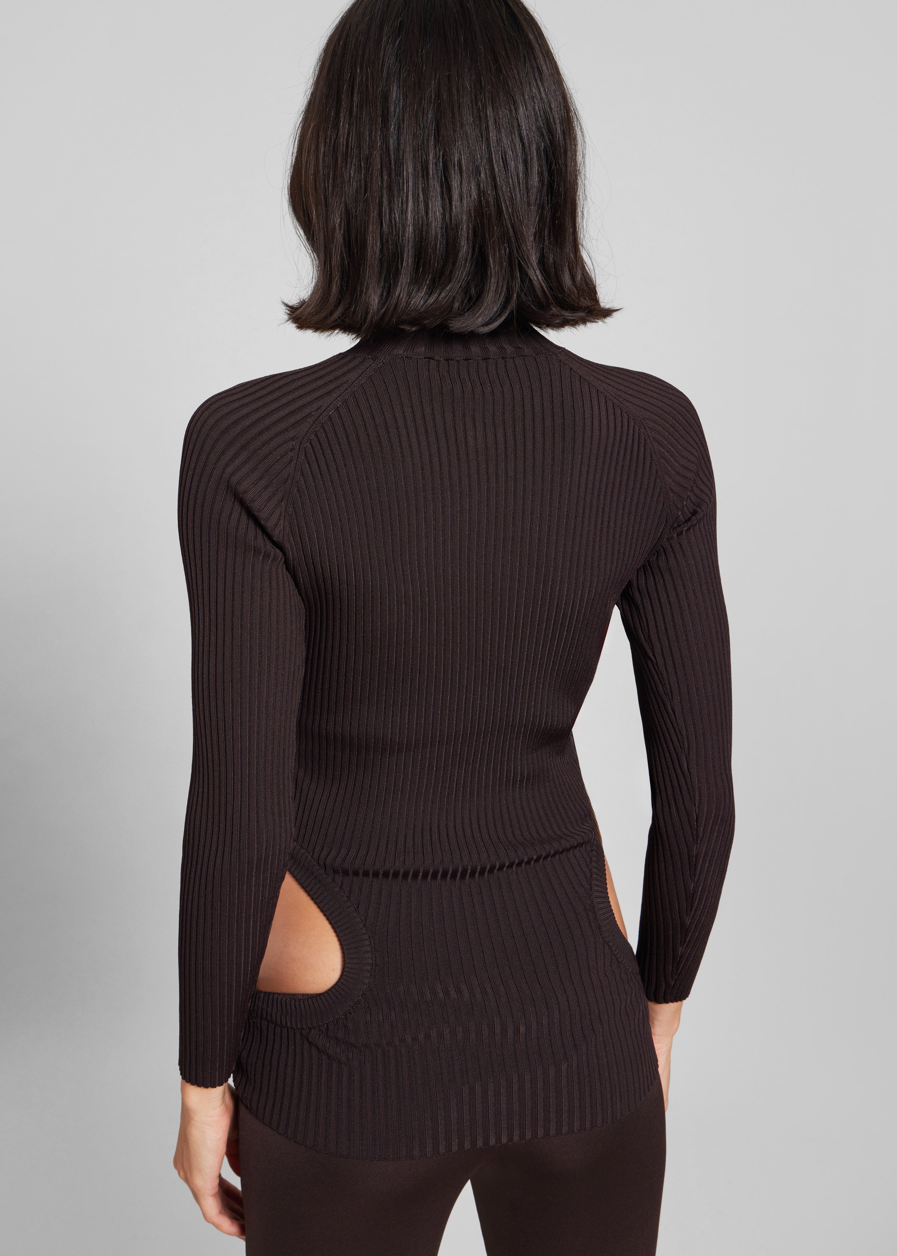 Coperni Pocket Cut-Out Rib Turtleneck - Brown - 6