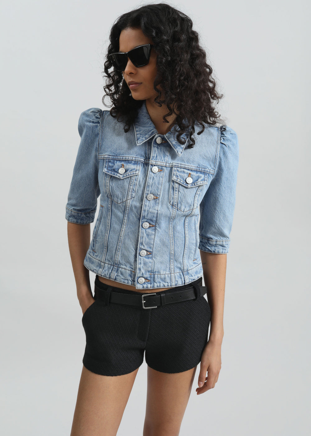 Coperni Slim-Fit Cropped Denim Jacket - Blue - 1
