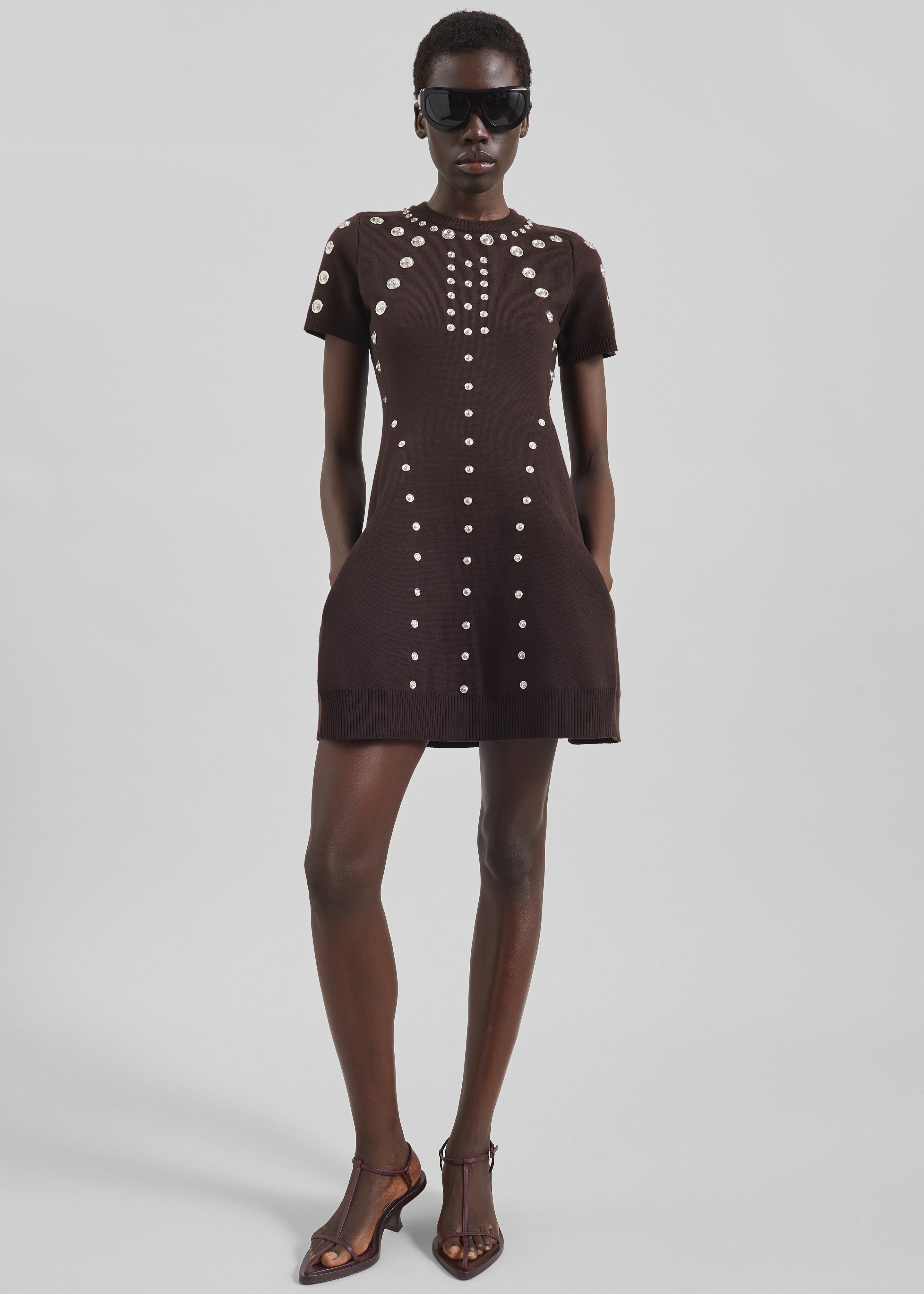 Coperni Snap Babydoll Dress - Brown - 4