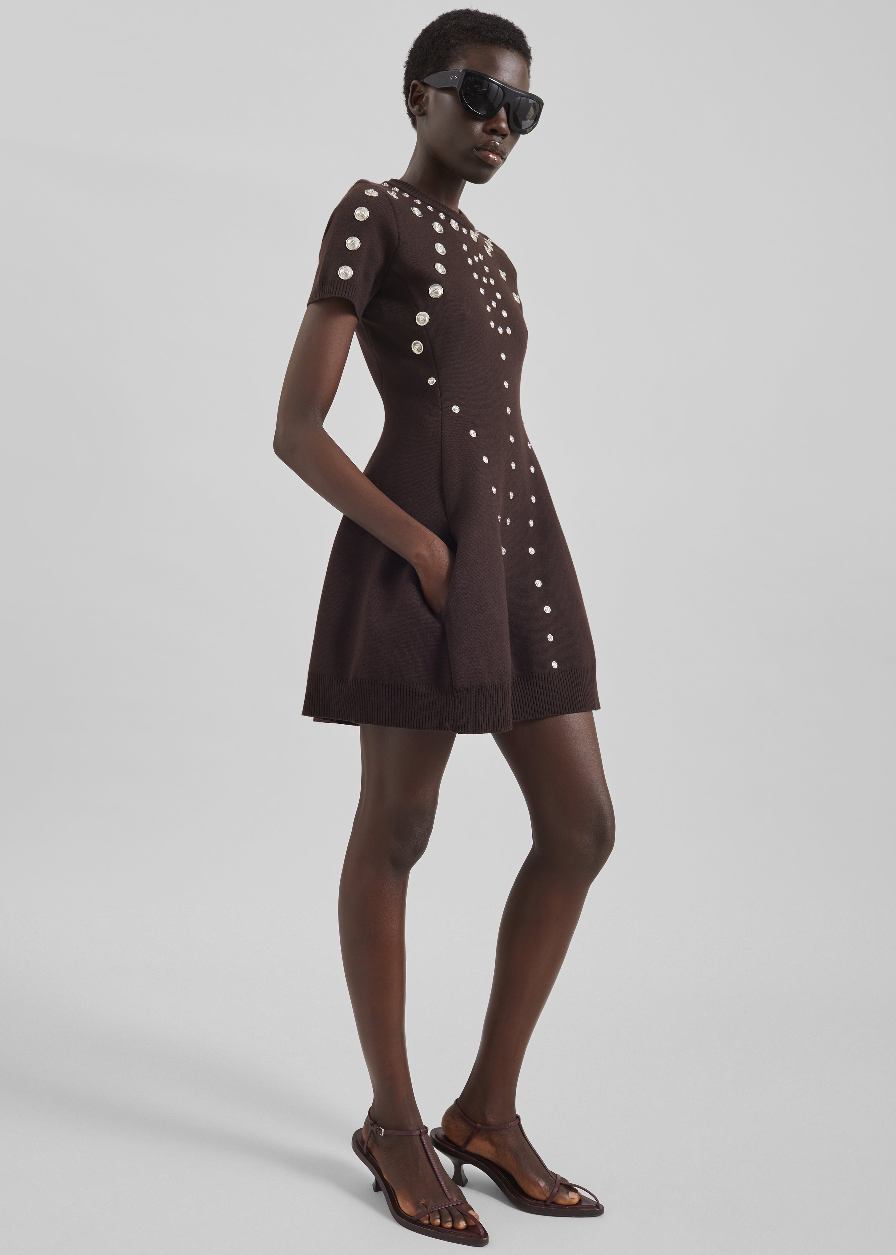 Coperni Snap Babydoll Dress - Brown - 2