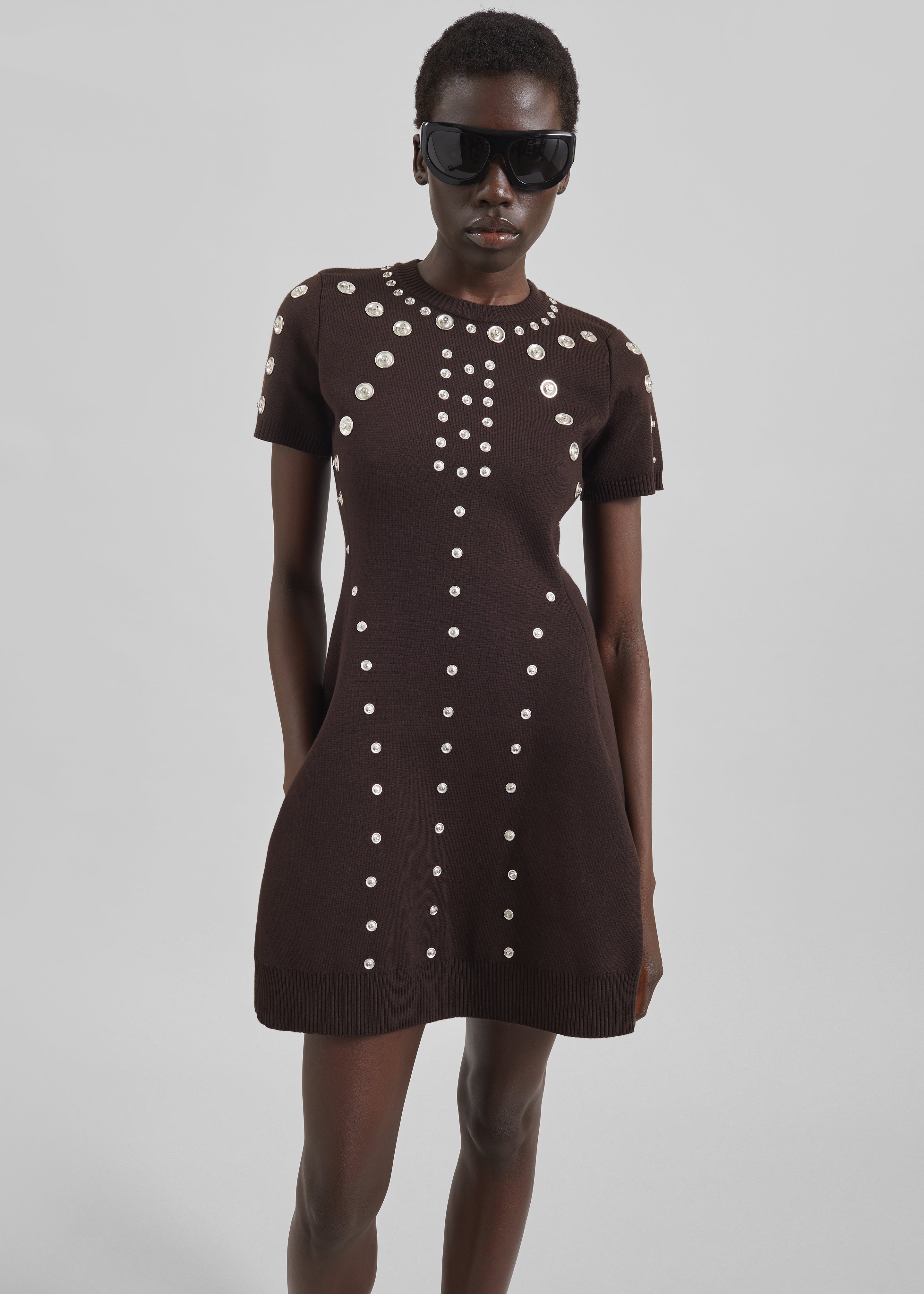 Coperni Snap Babydoll Dress - Brown - 3