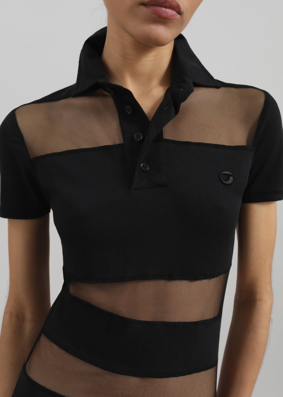 Coperni Striped Sheer Polo Dress - Black - 4