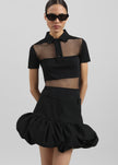 Coperni Striped Sheer Polo Top - Black