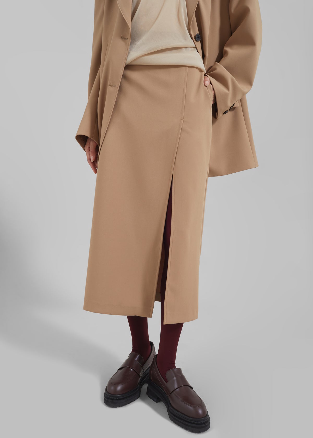 Cordelia Midi Slit Skirt - Camel - 2