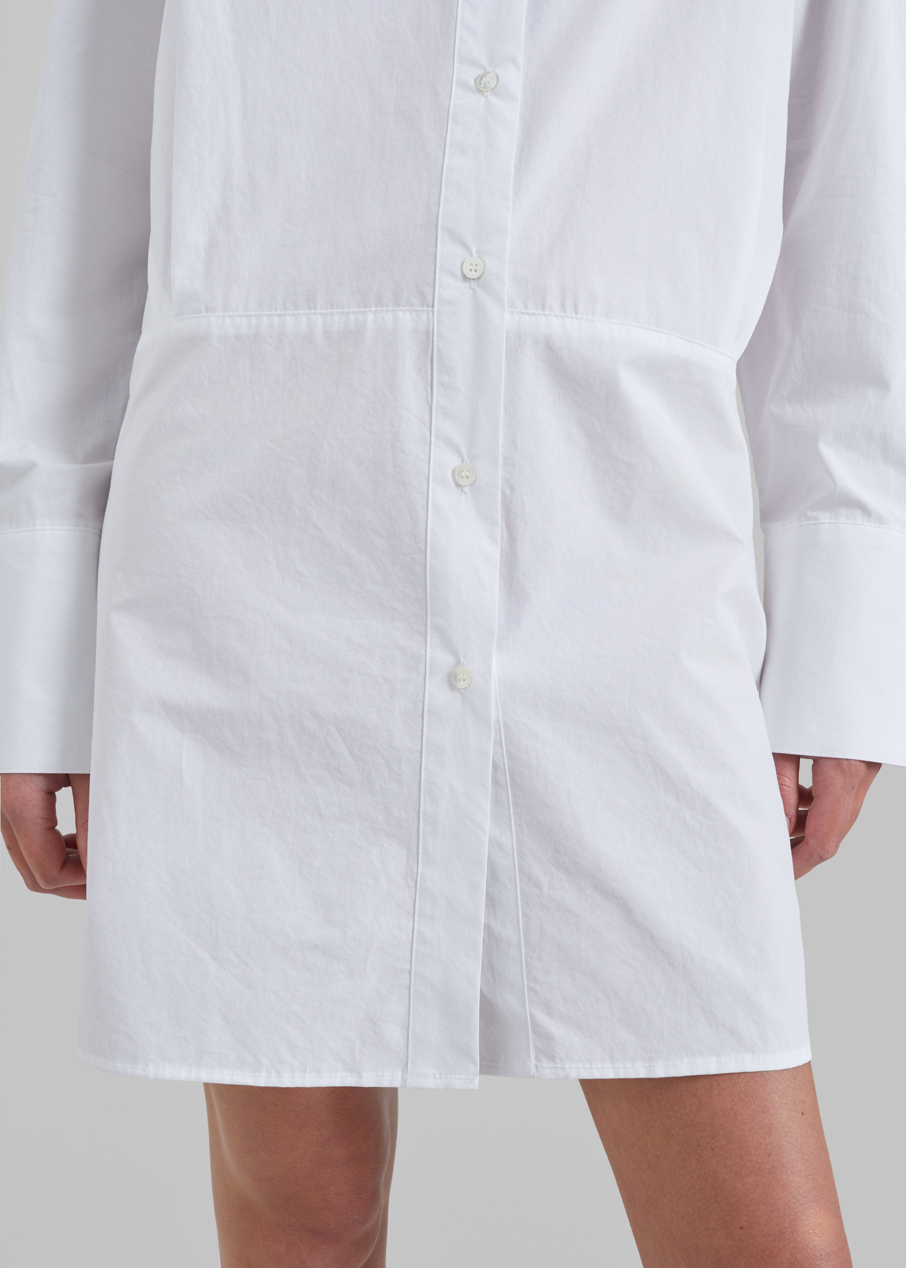Corella Adjustable Back Shirt Dress - White - 5