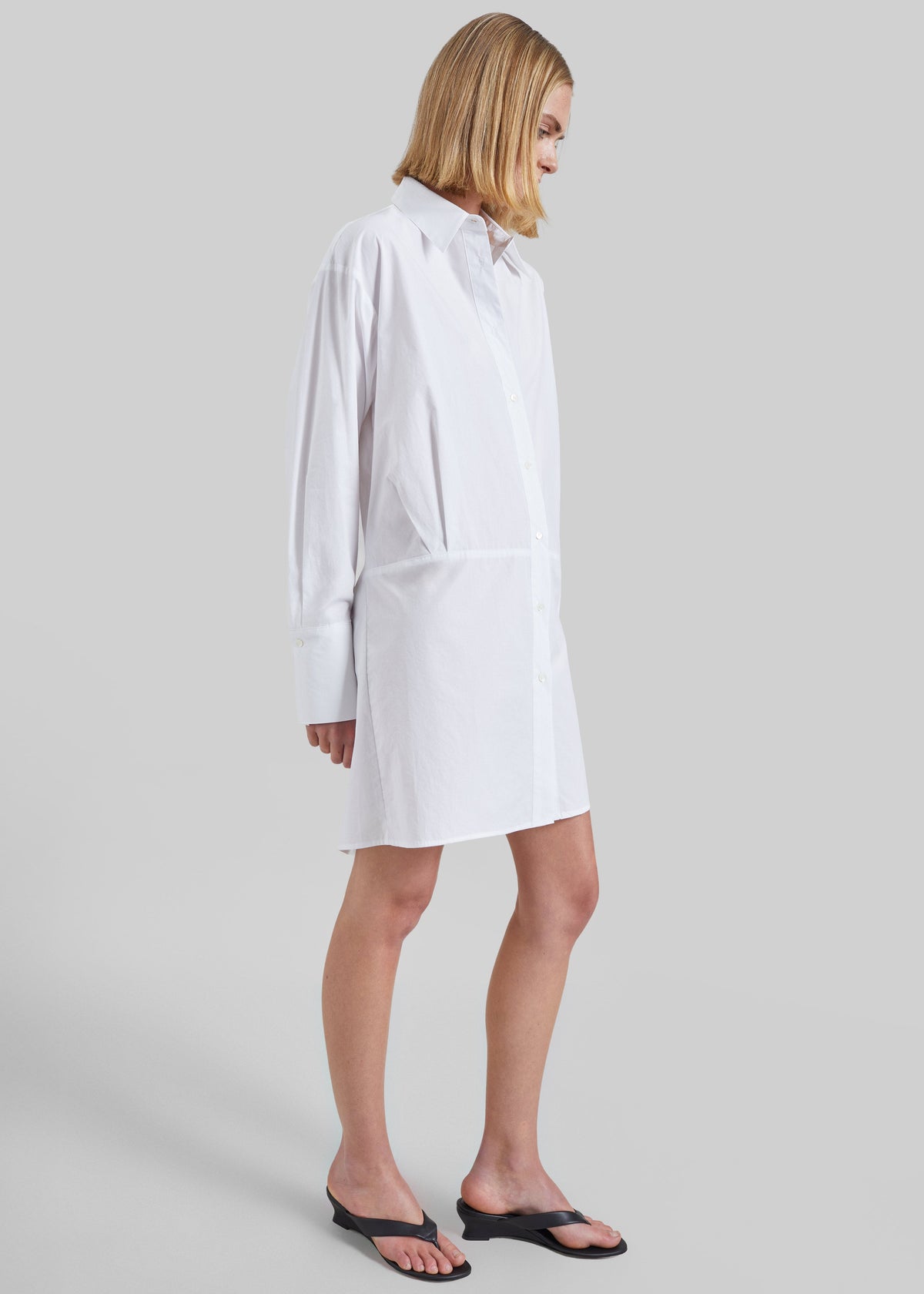 Corella Adjustable Back Shirt Dress - White - 2