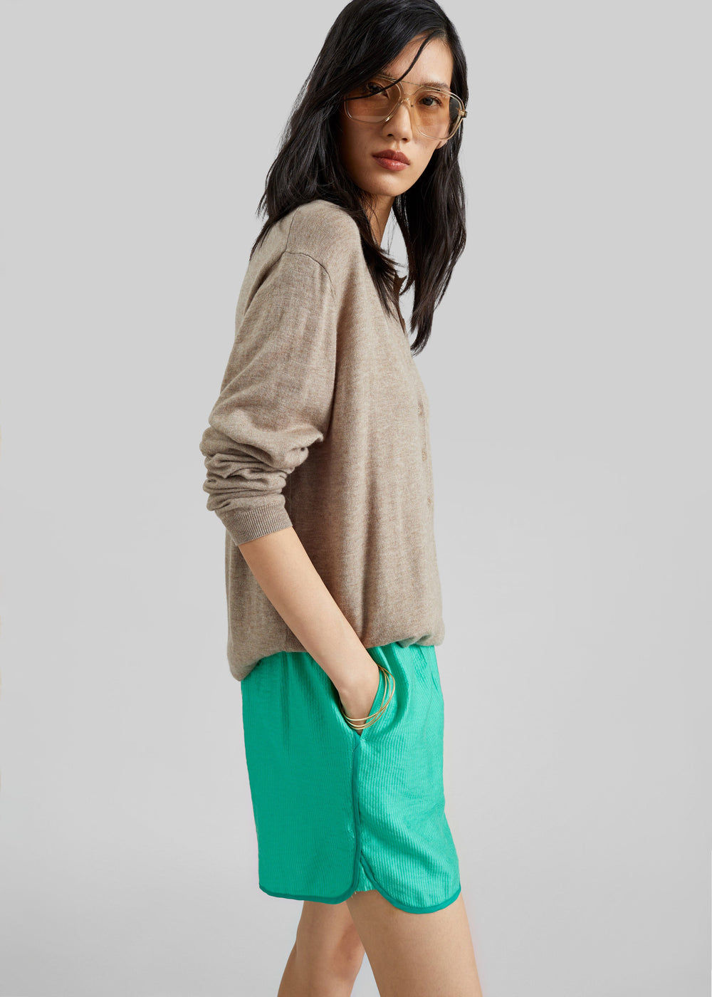 Coria Boxer Shorts - Green Stripe - 1