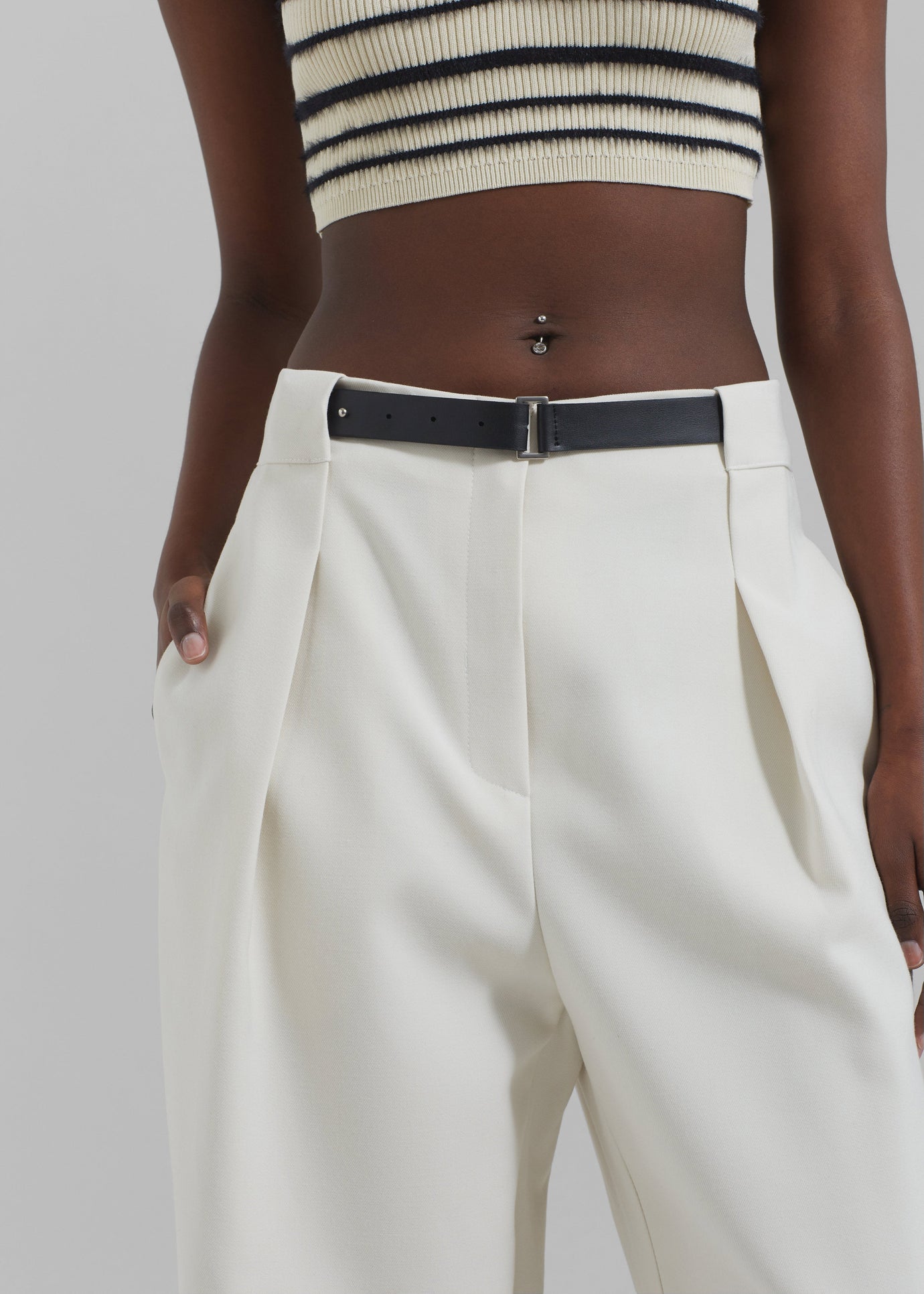 Corinne Belted Pants - Cream - 1