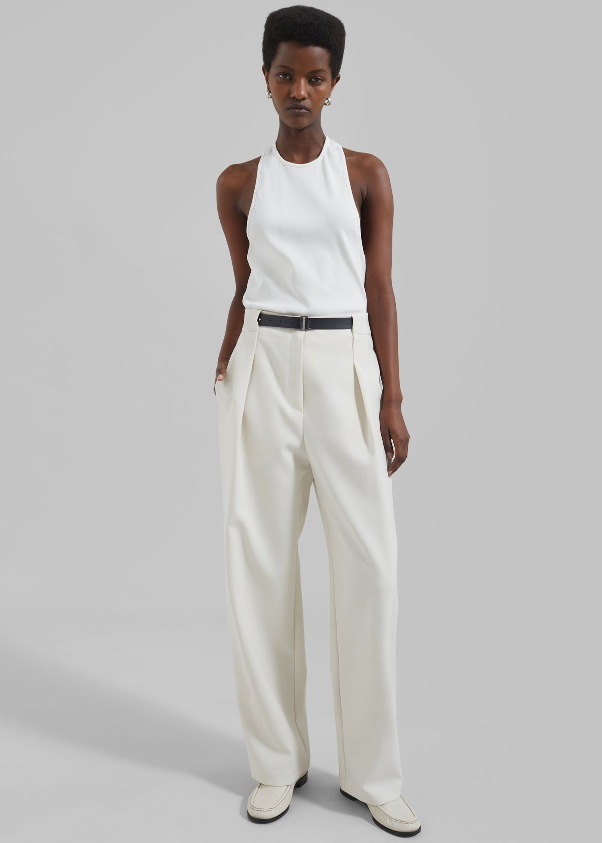Corinne Belted Pants - Cream - 7