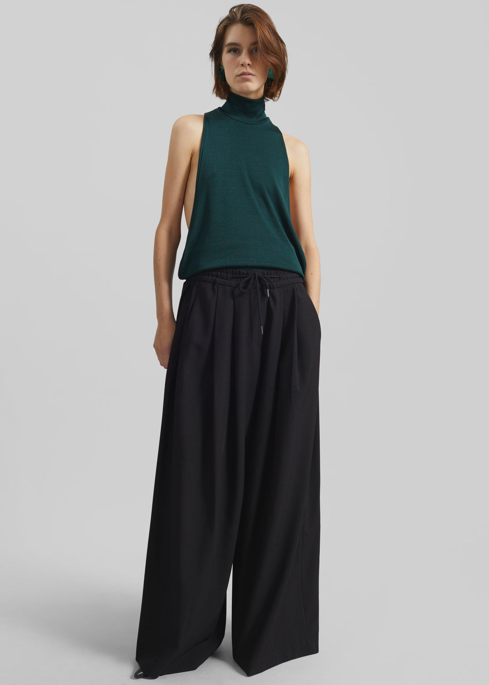 Corlen Pleated Wide Pants - Black