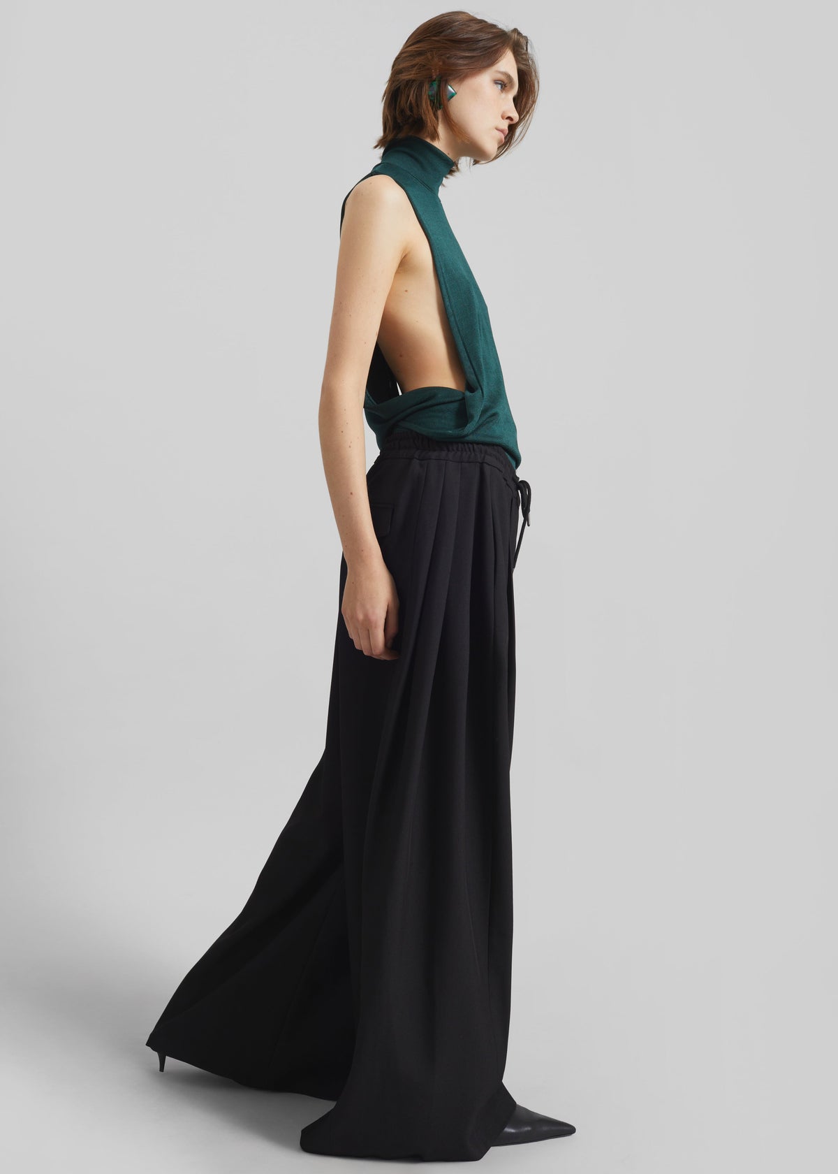 Corlen Pleated Wide Pants - Black - 4