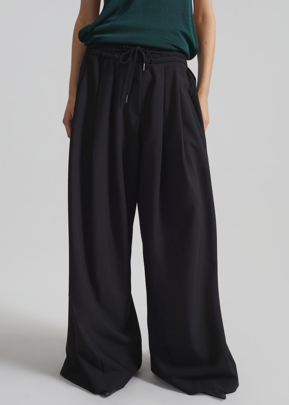 Corlen Pleated Wide Pants - Black - 3