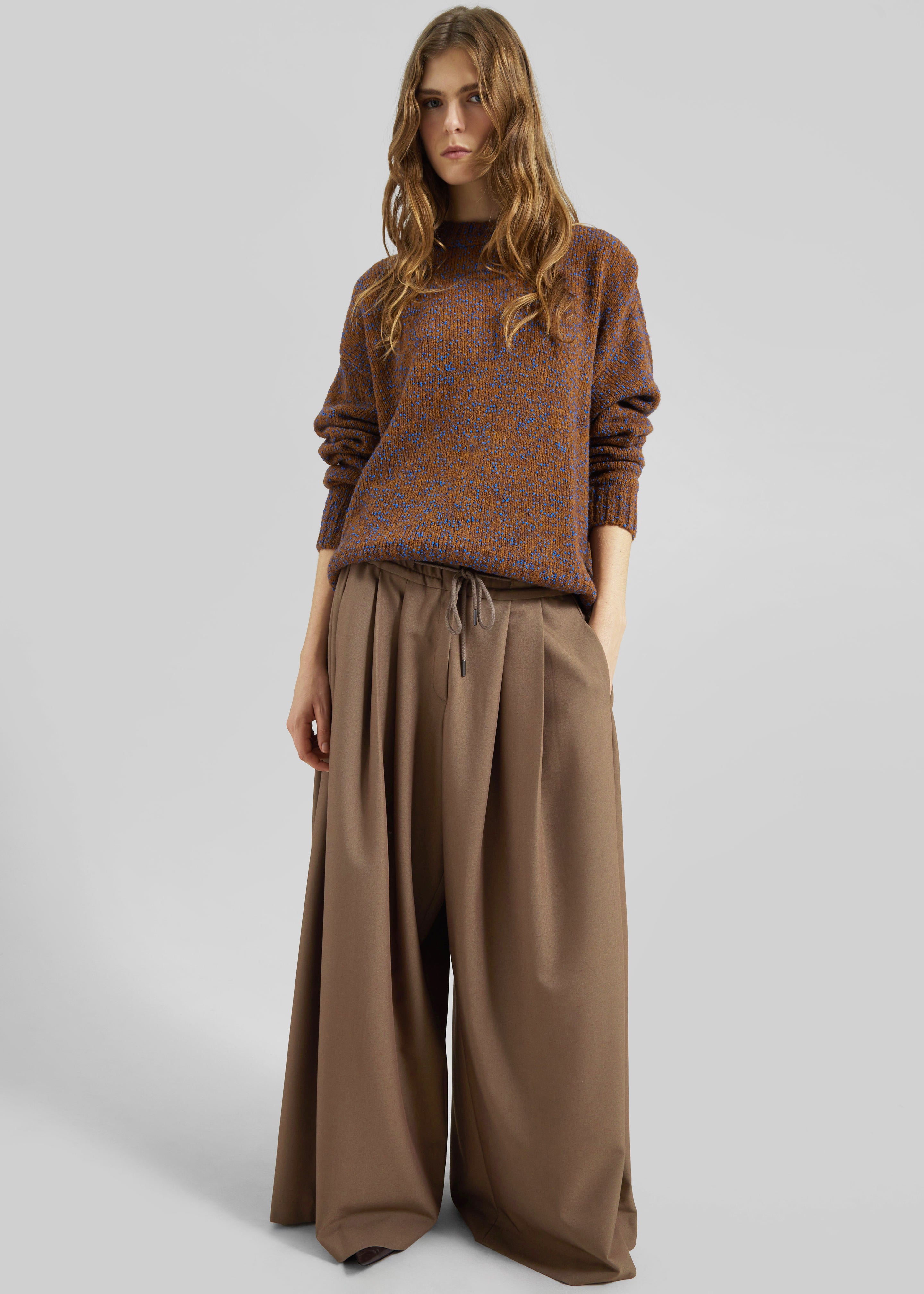 Corlen Pleated Wide Pants - Brown - 4