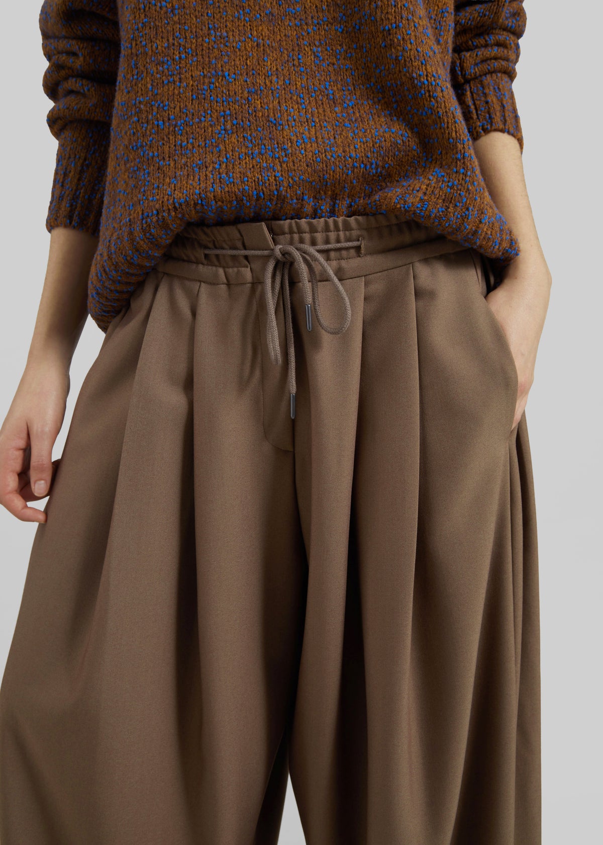 Corlen Pleated Wide Pants - Brown - 2