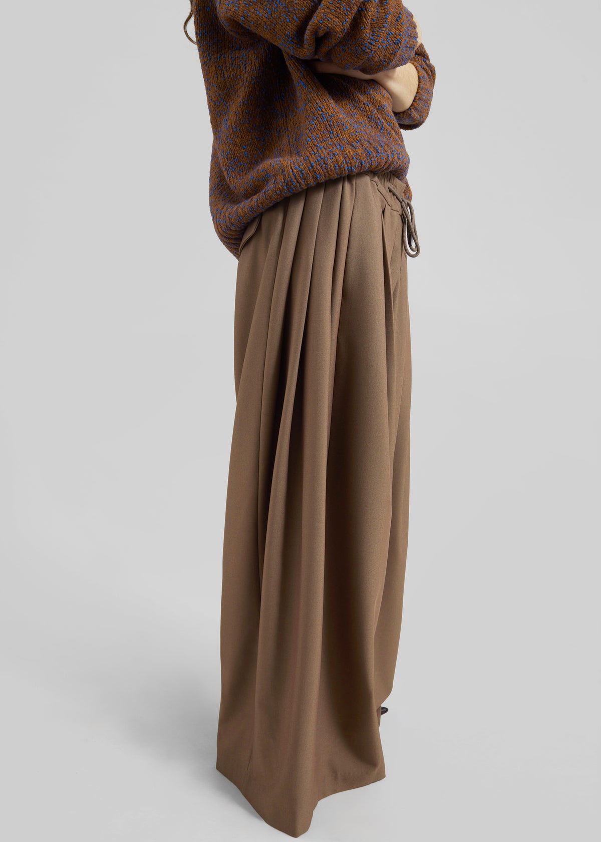 Corlen Pleated Wide Pants - Brown - 3