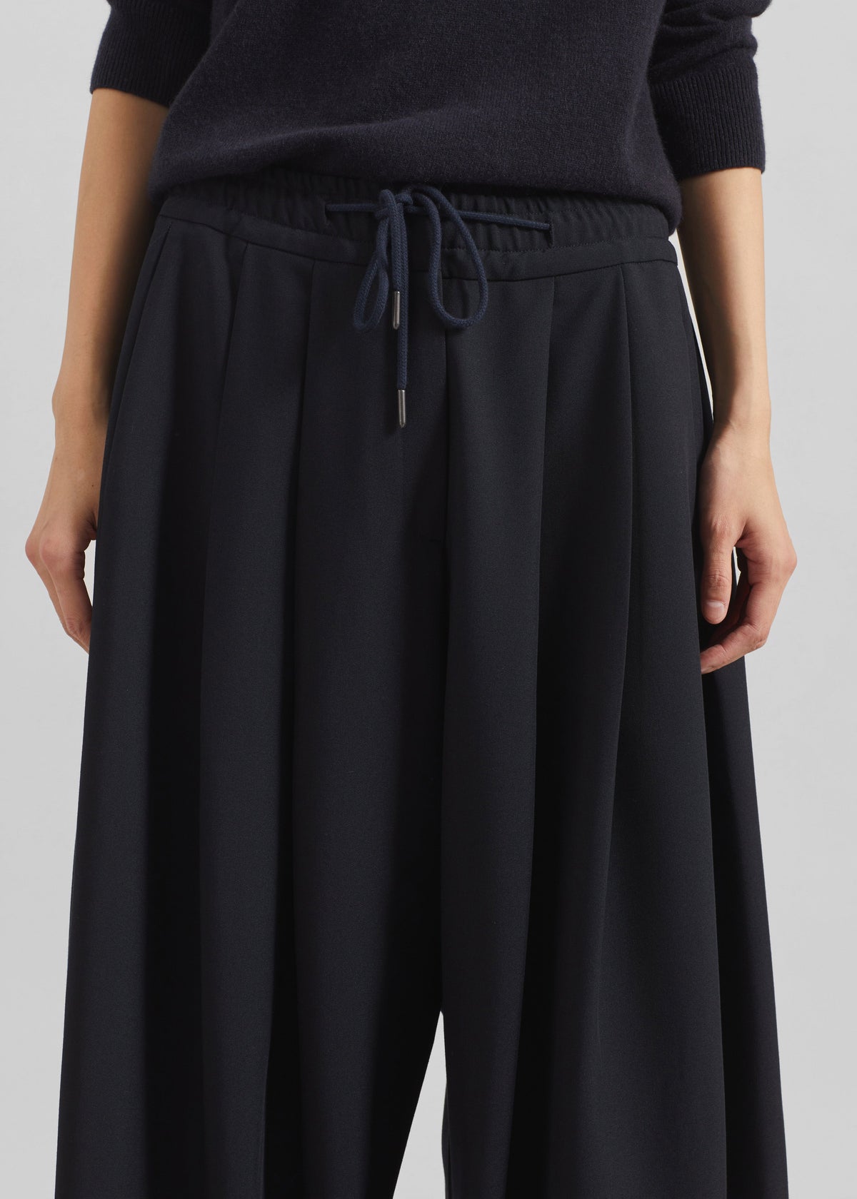 Corlen Pleated Wide Pants - Dark Navy - 6