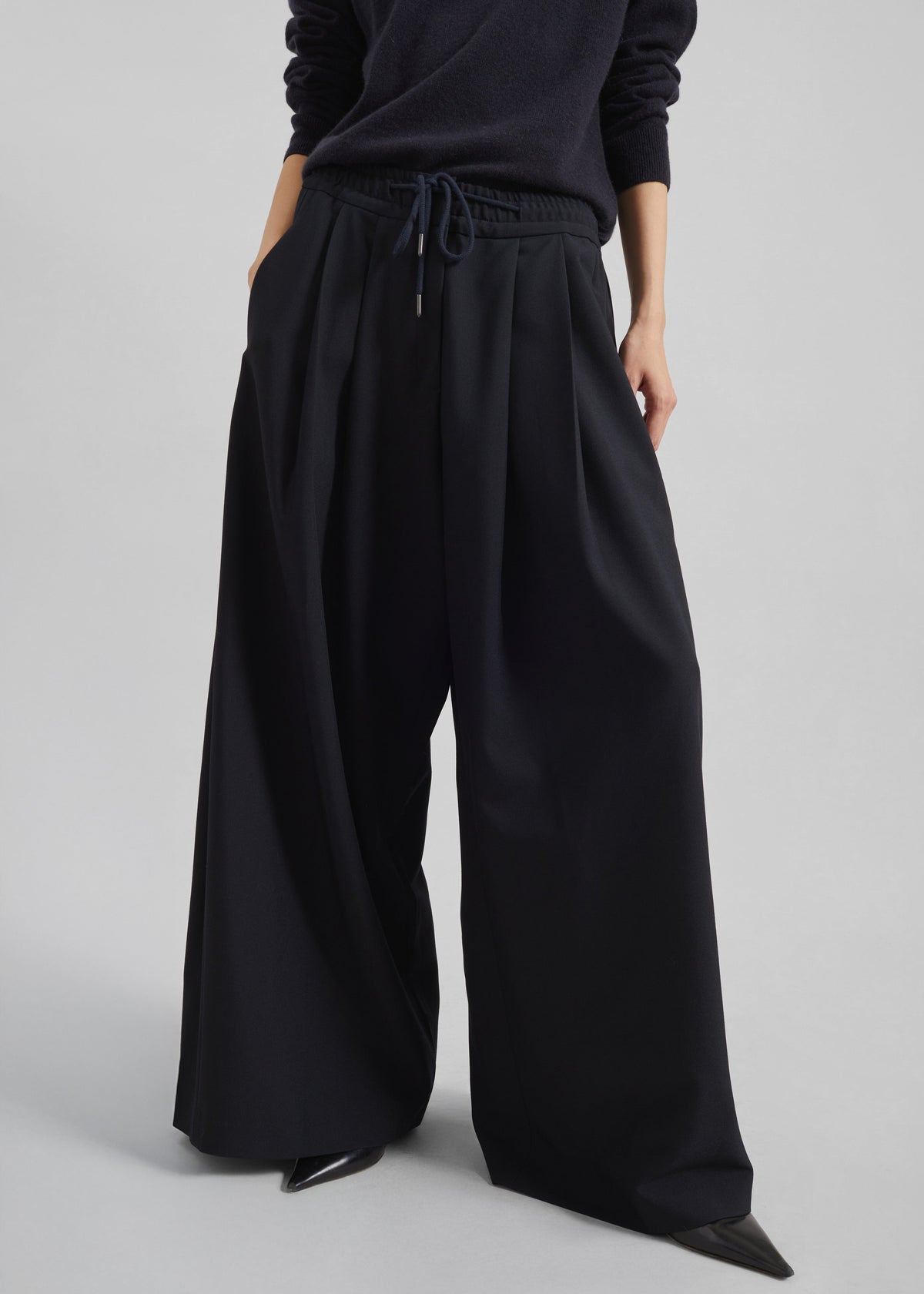 Corlen Pleated Wide Pants - Dark Navy - 5