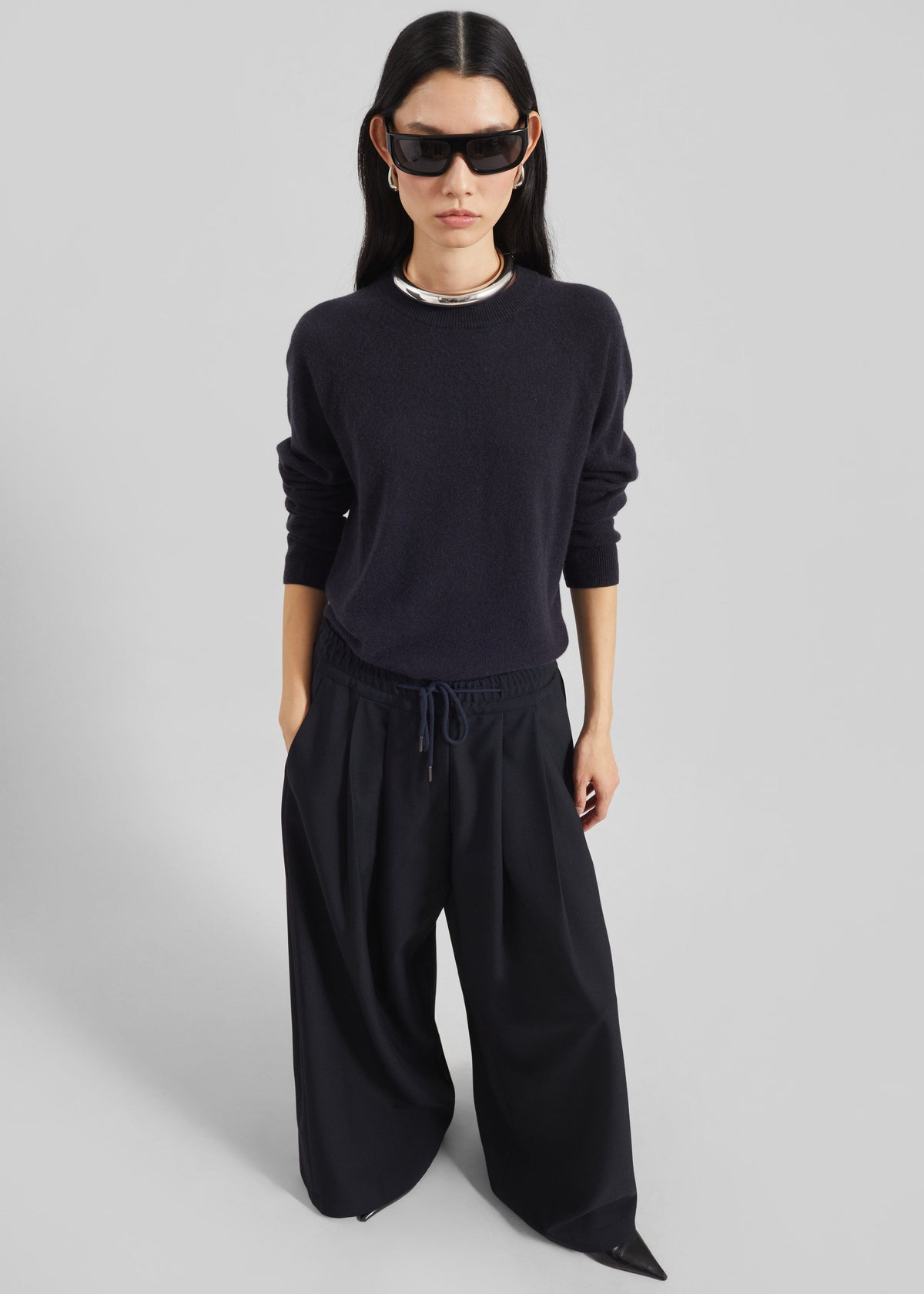 Corlen Pleated Wide Pants - Dark Navy - 3