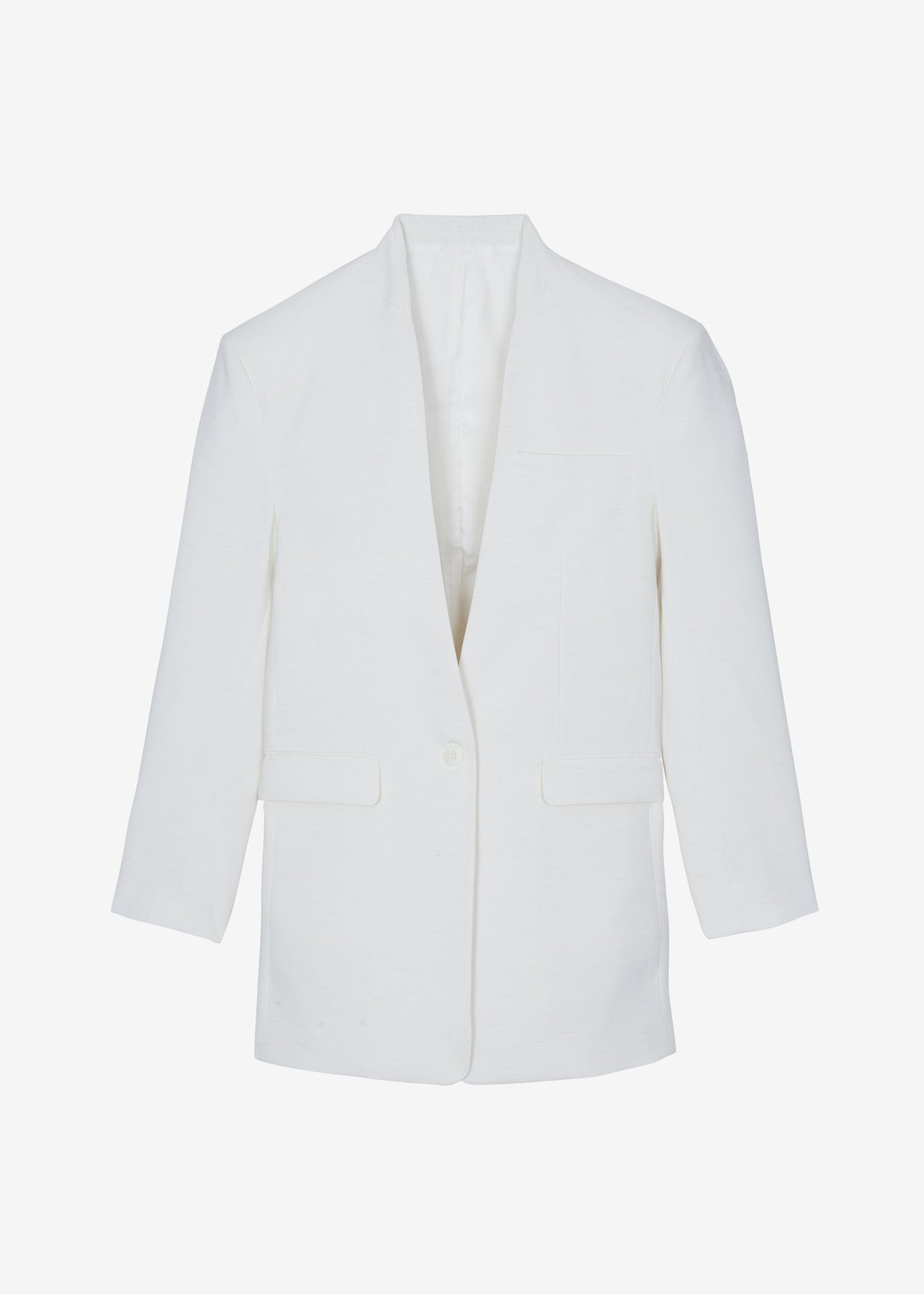 Corsham Collarless Oversized Blazer - White - 10