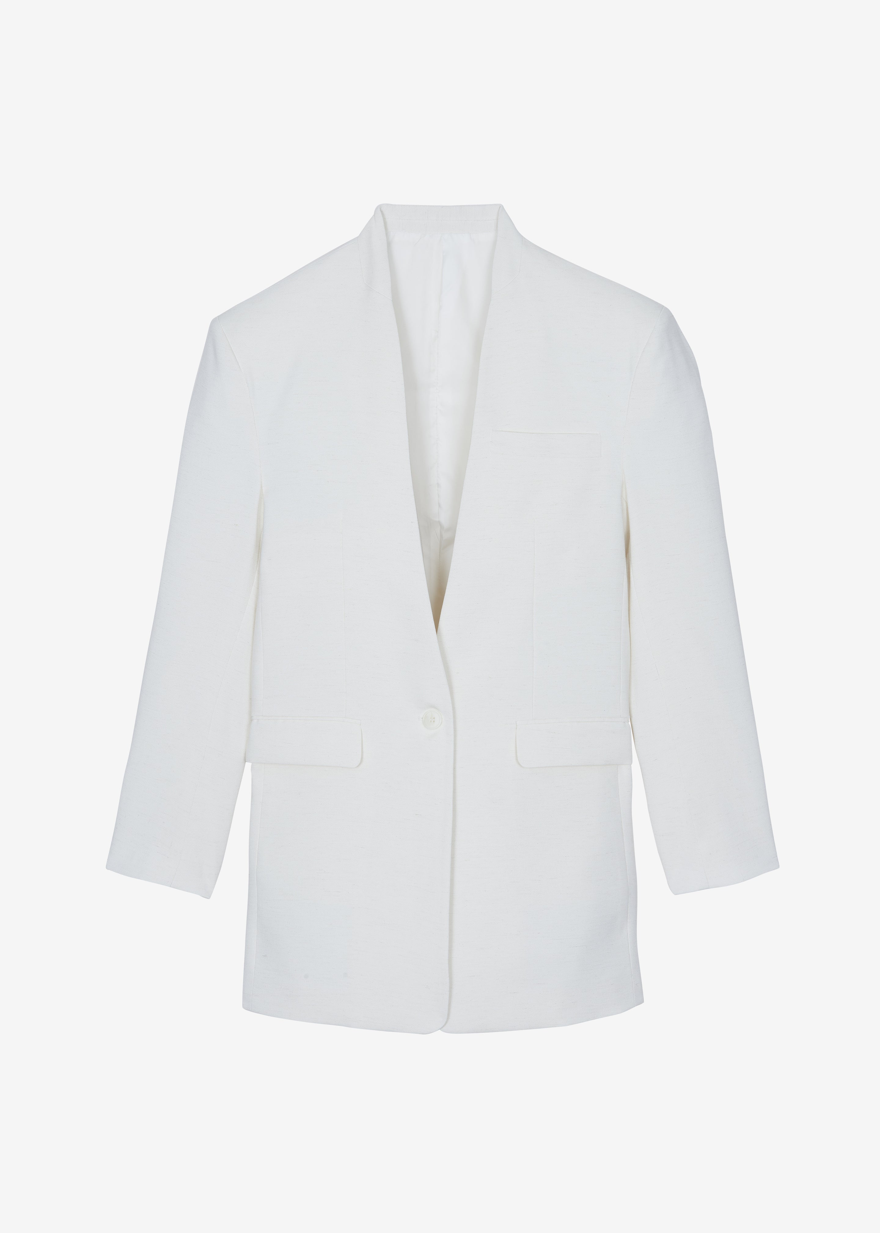 Corsham Collarless Oversized Blazer - White - 10